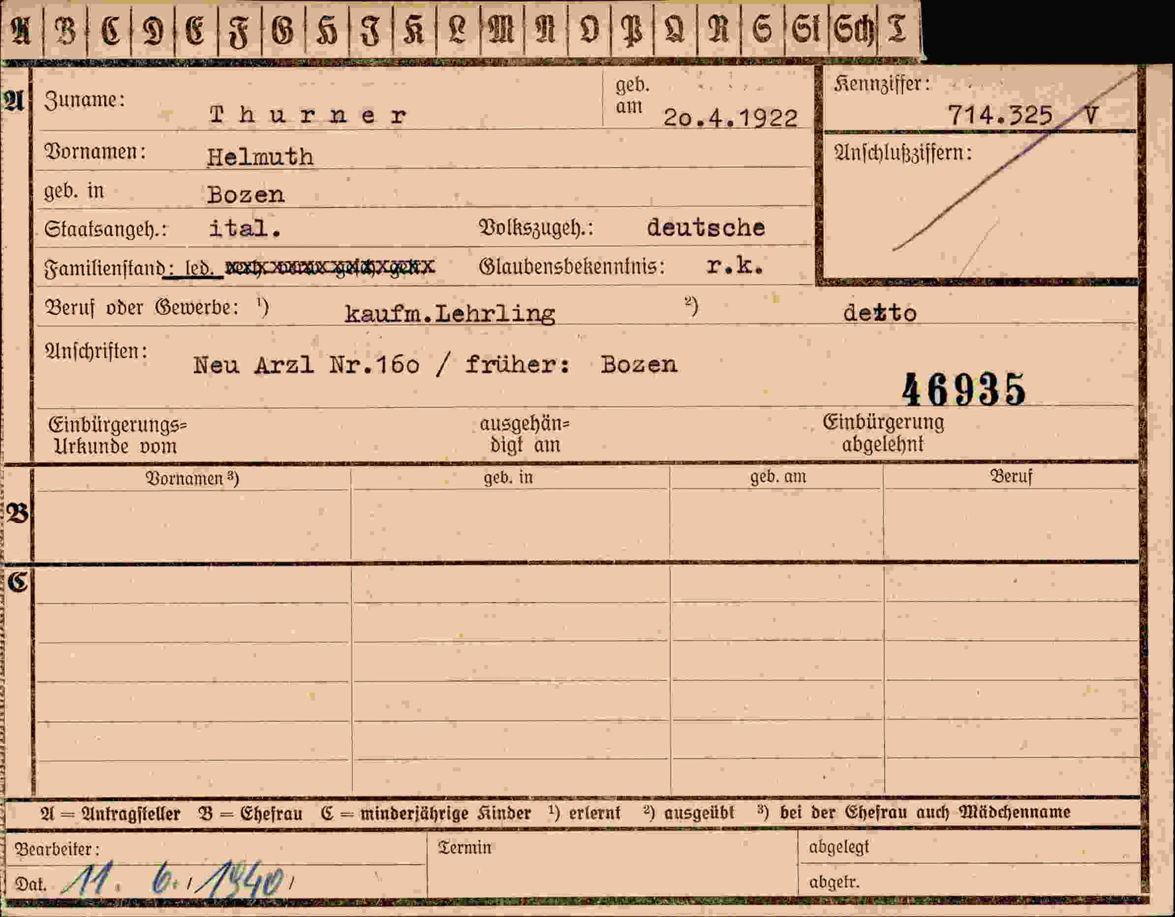 Dokument für Helmuth Thurner