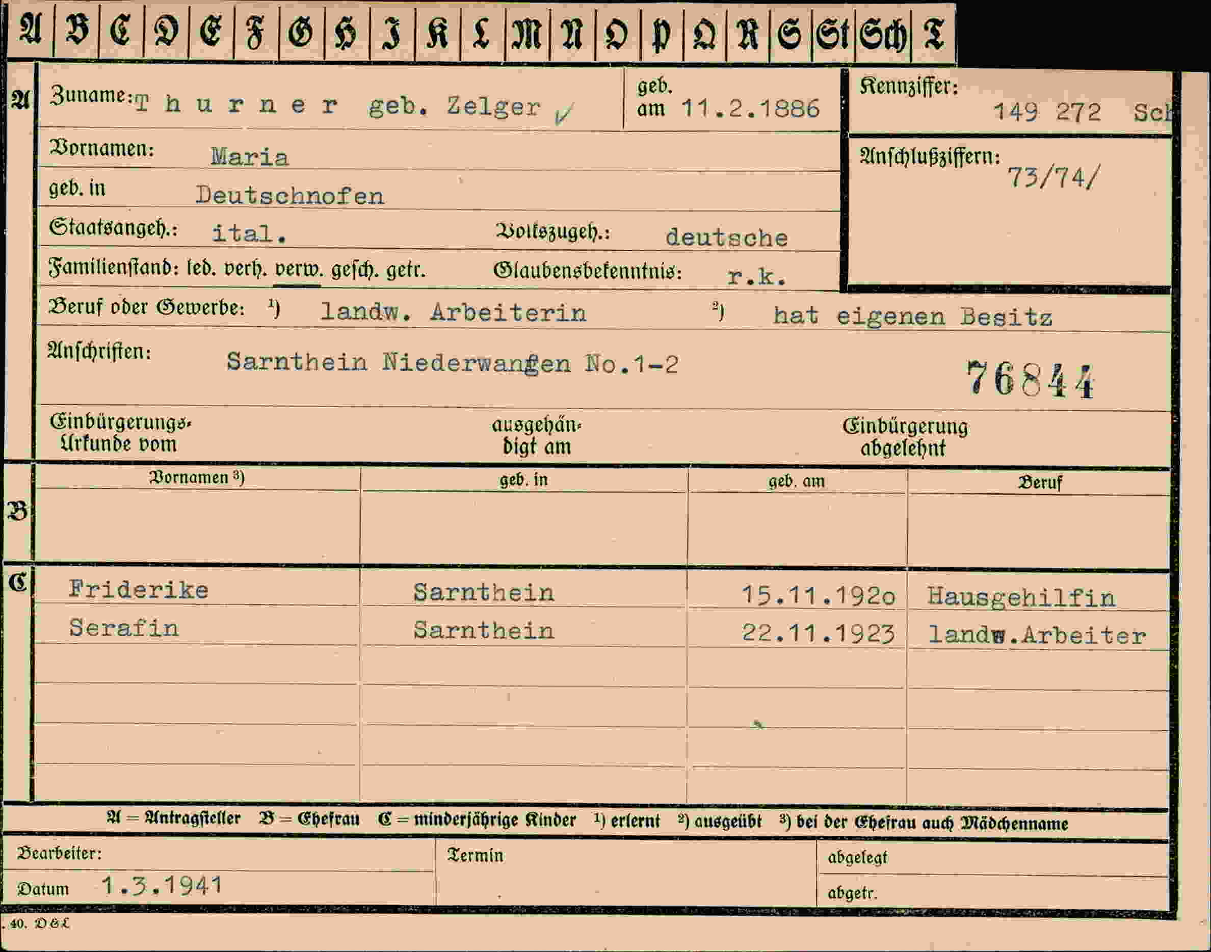 Vorderseite des Dokuments