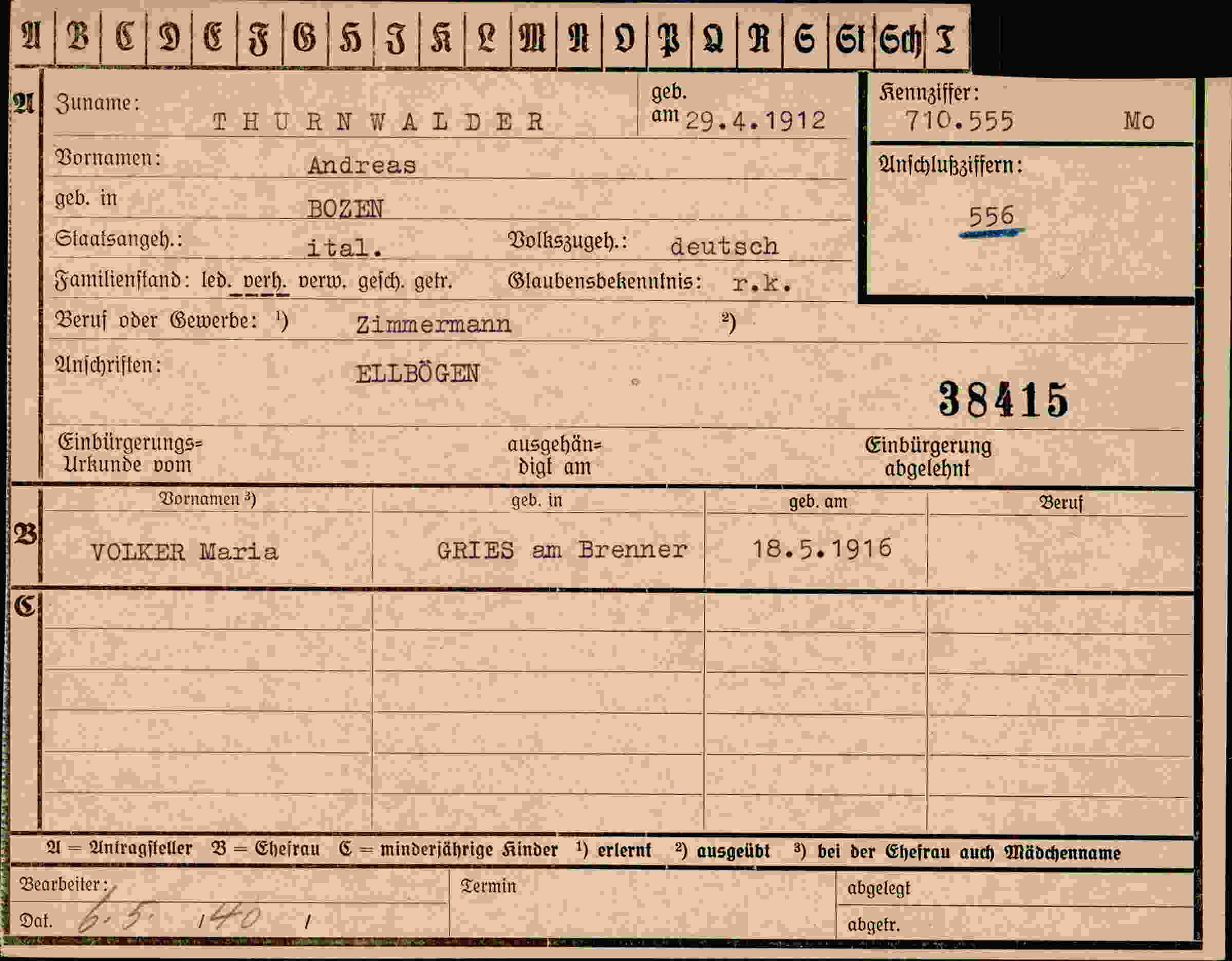 Dokument für Andreas Thurnwalder