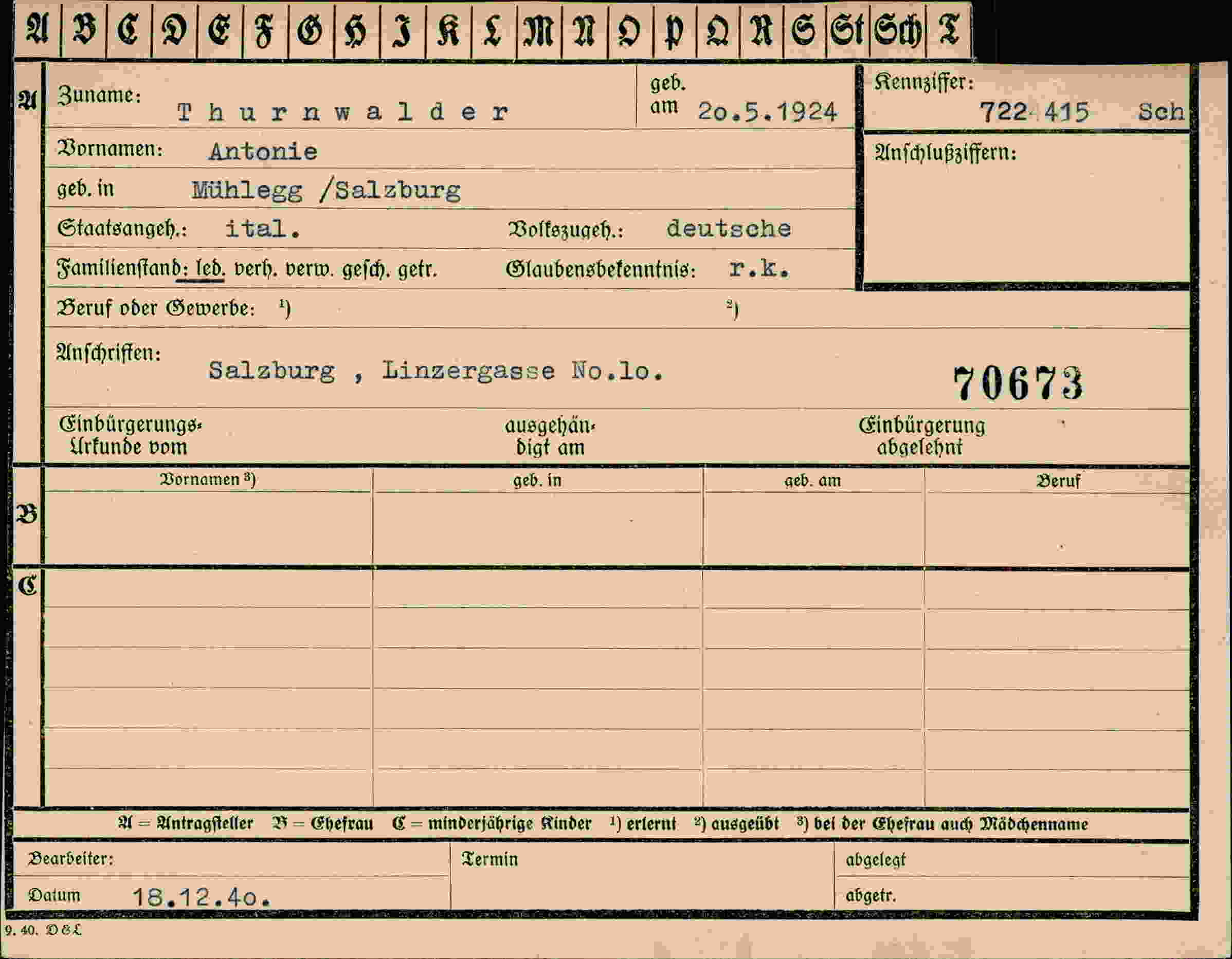 Vorderseite des Dokuments
