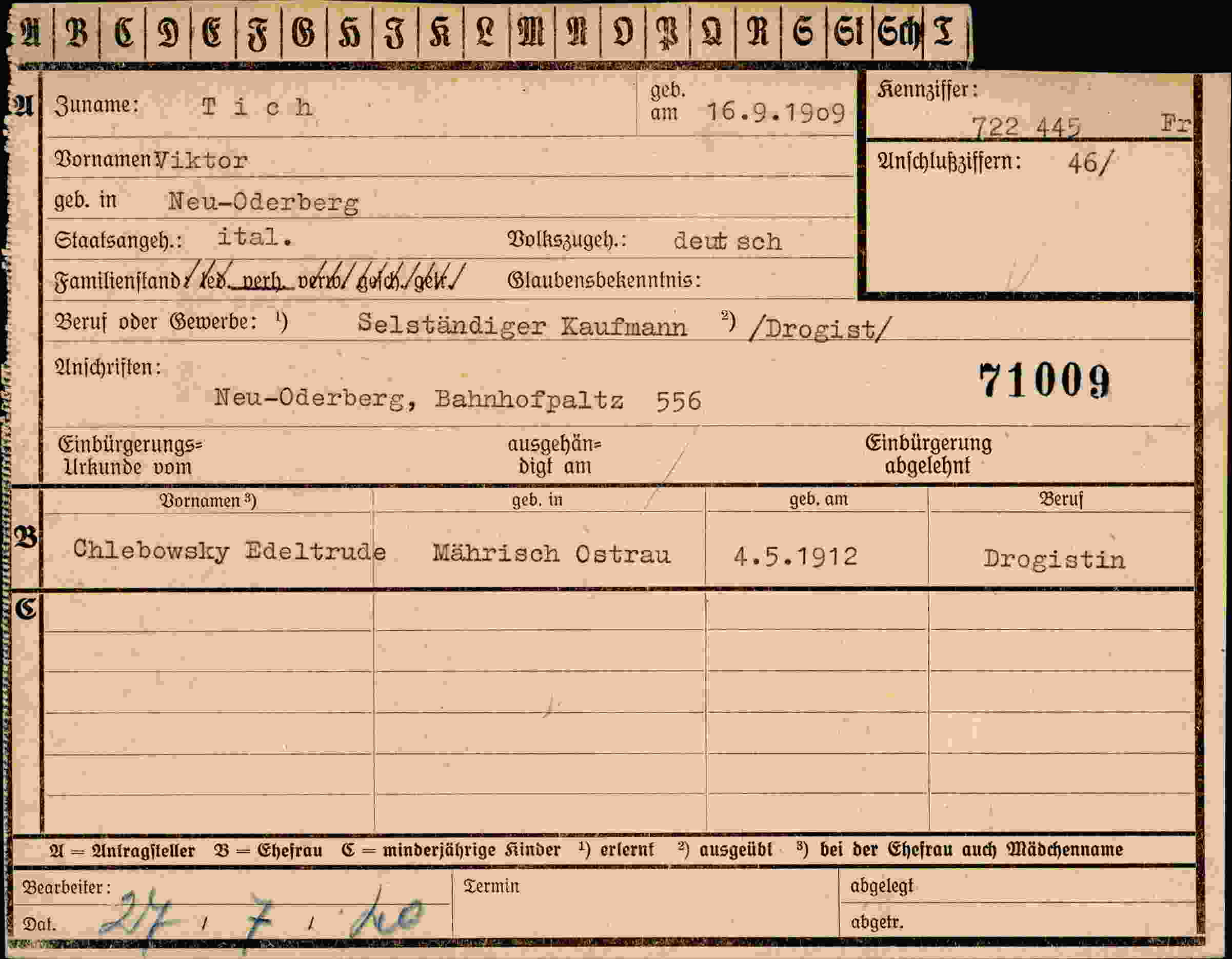 Dokument für Viktor Tich