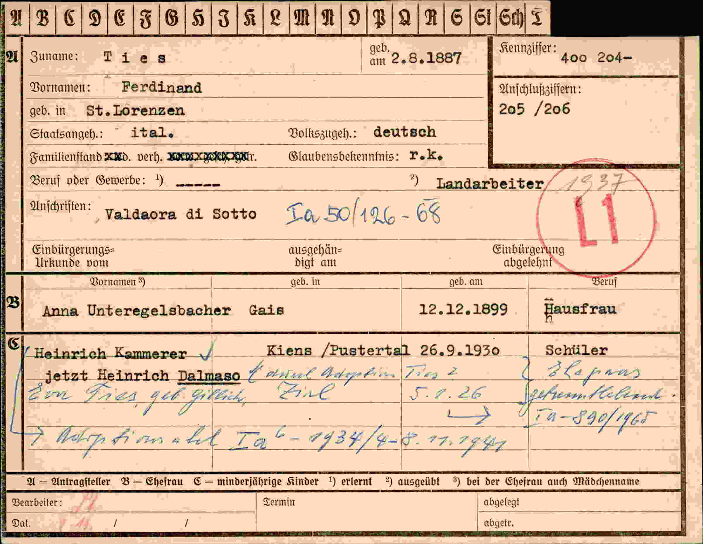Vorderseite des Dokuments