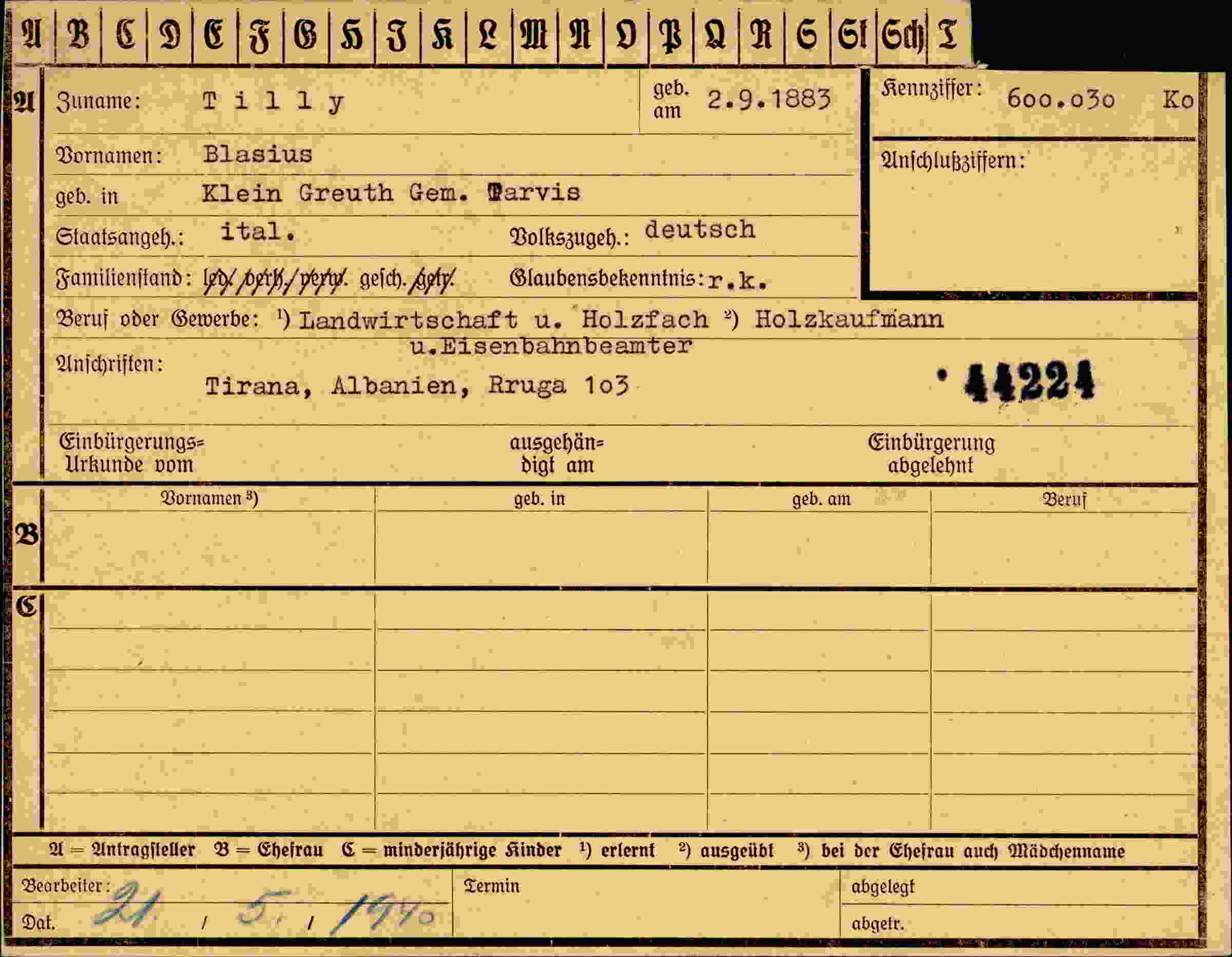 Dokument für Blasius Tilly