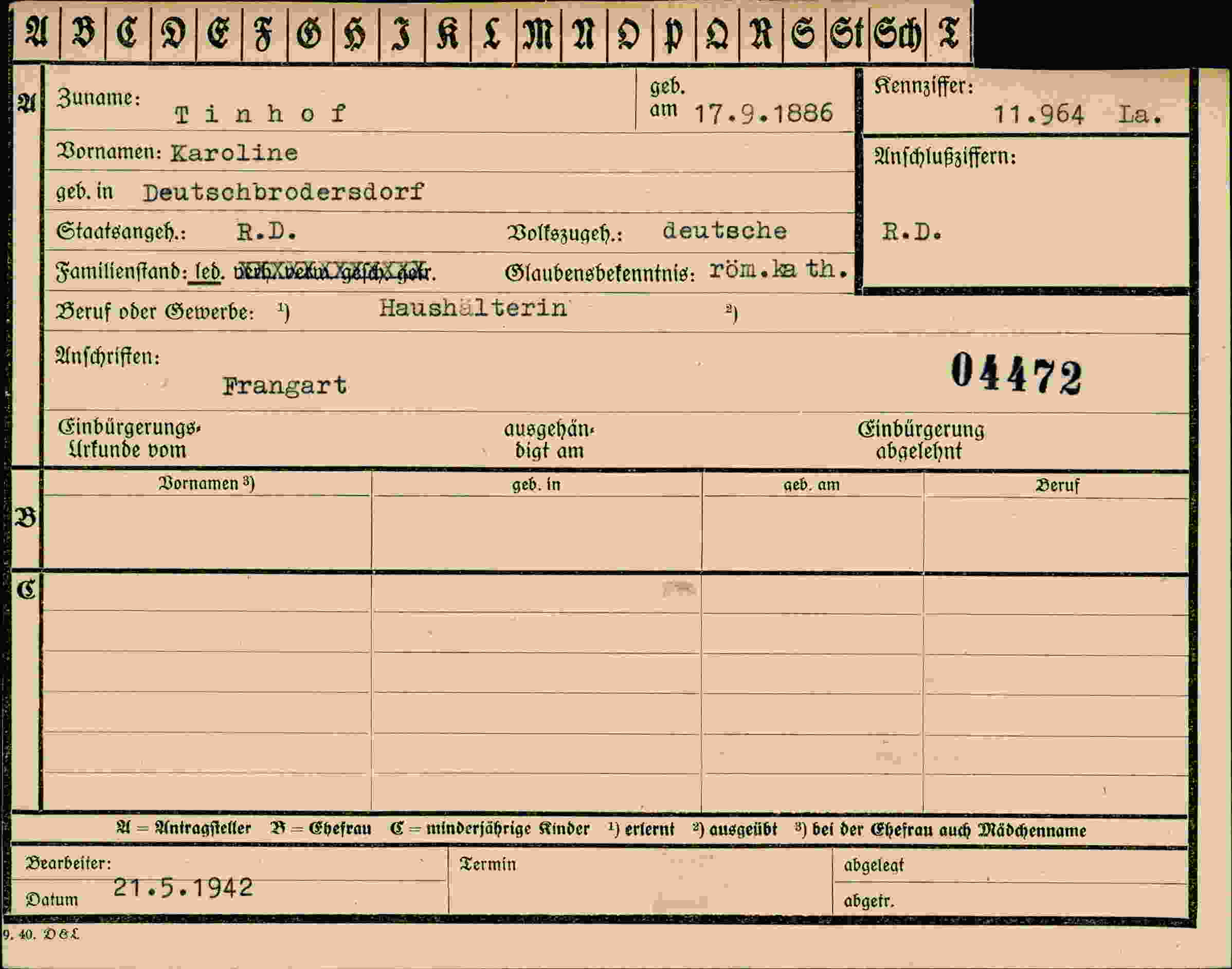Vorderseite des Dokuments