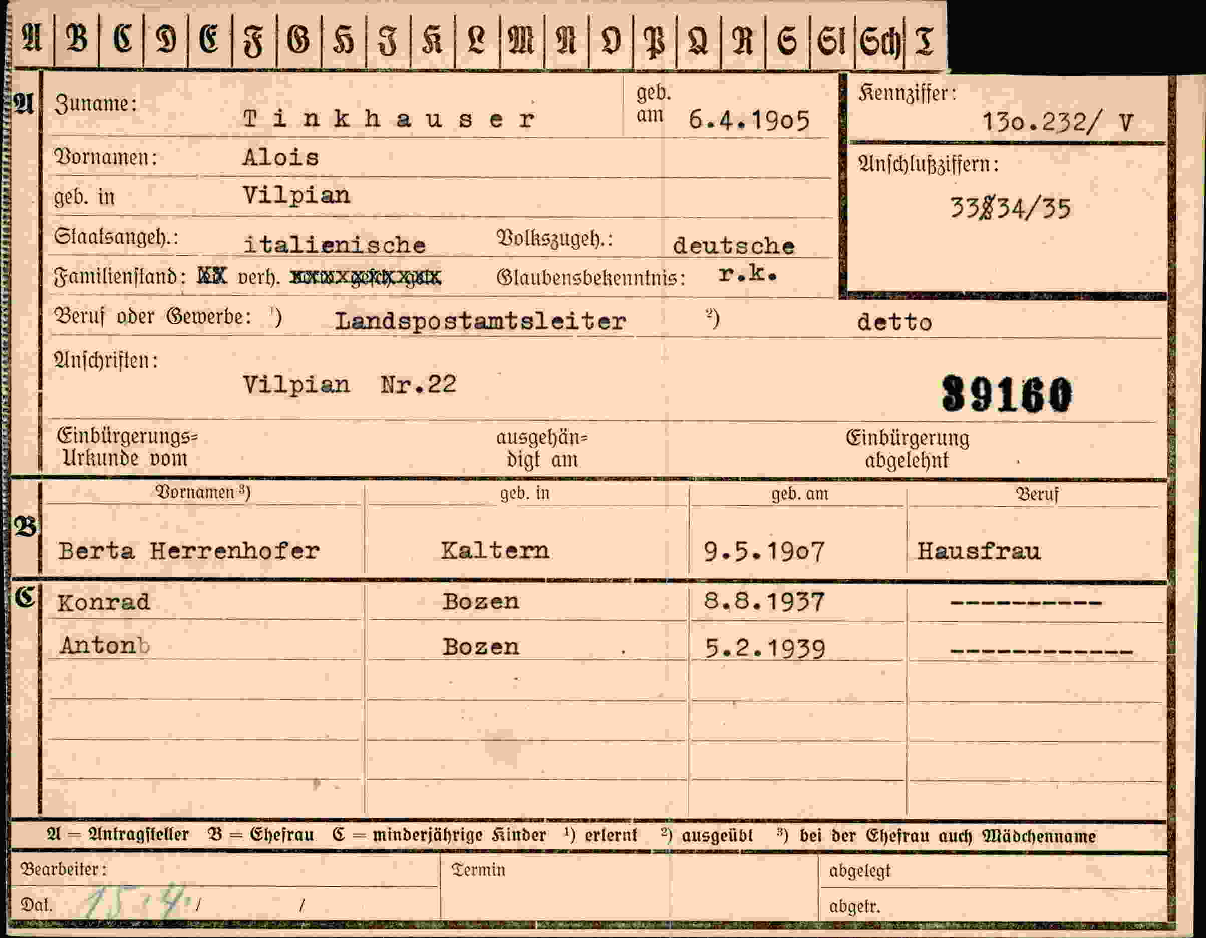 Vorderseite des Dokuments