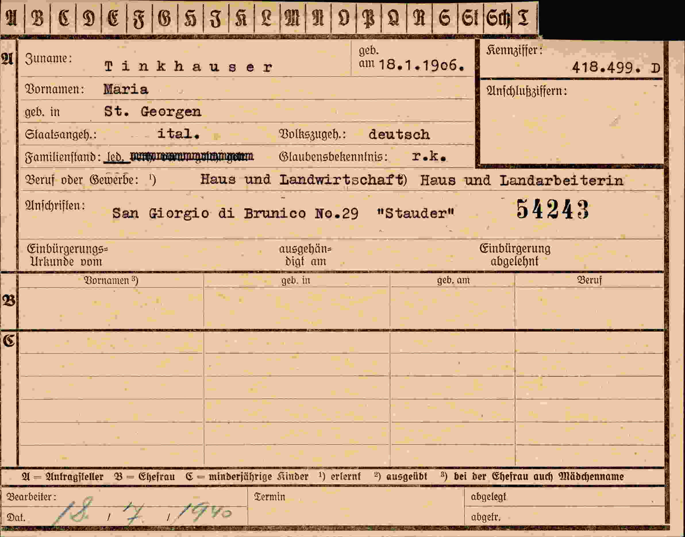 Vorderseite des Dokuments
