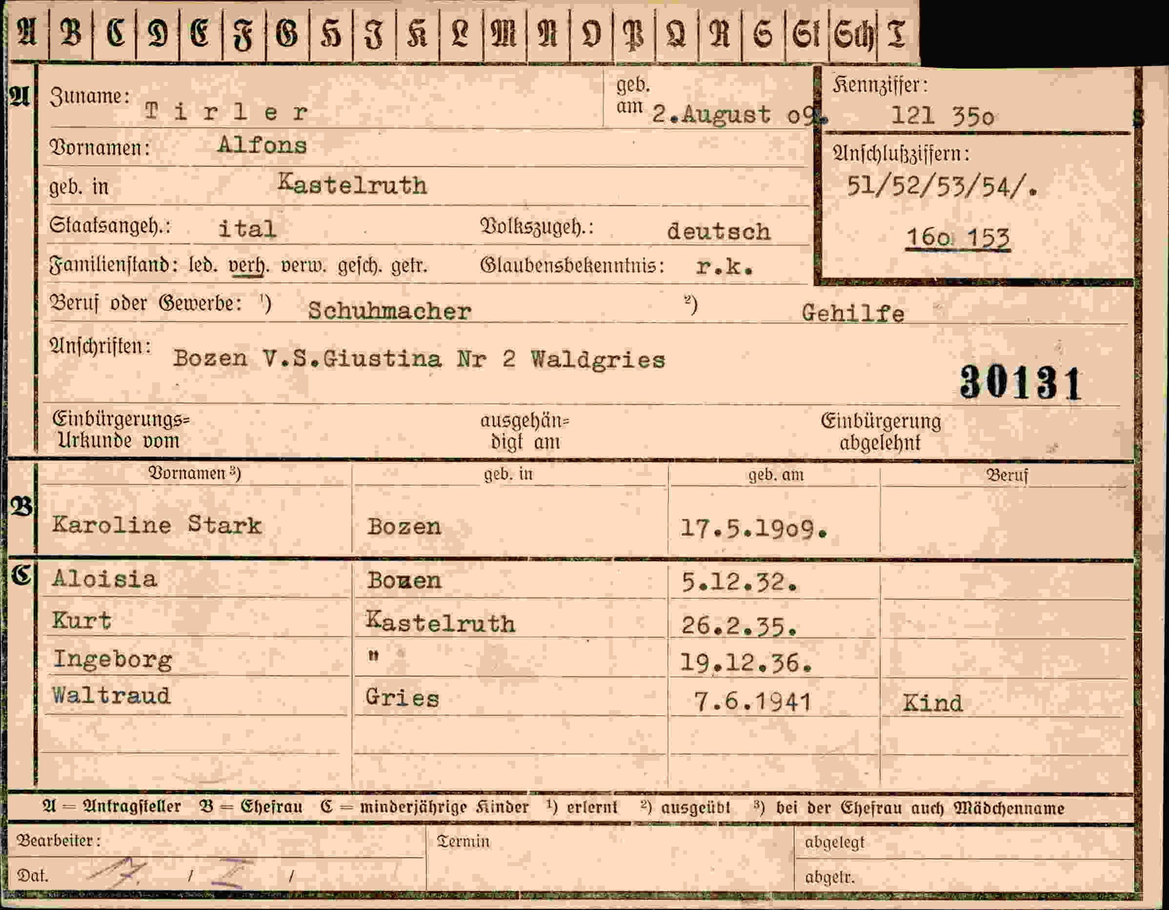 Vorderseite des Dokuments