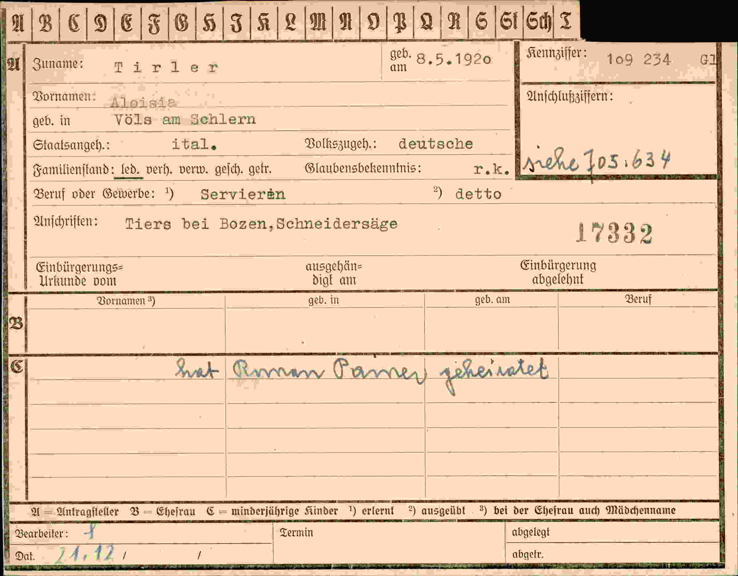 Vorderseite des Dokuments