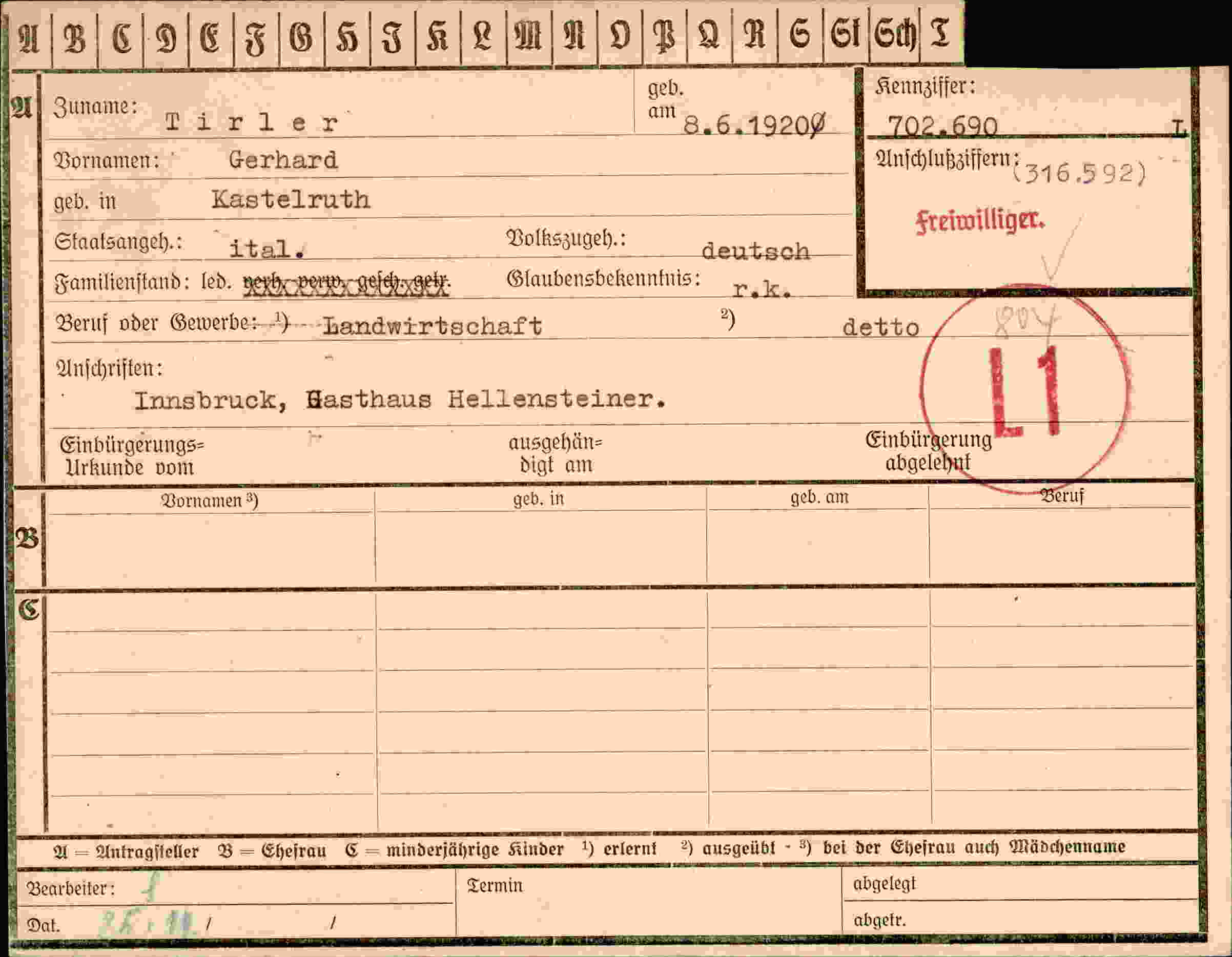 Vorderseite des Dokuments