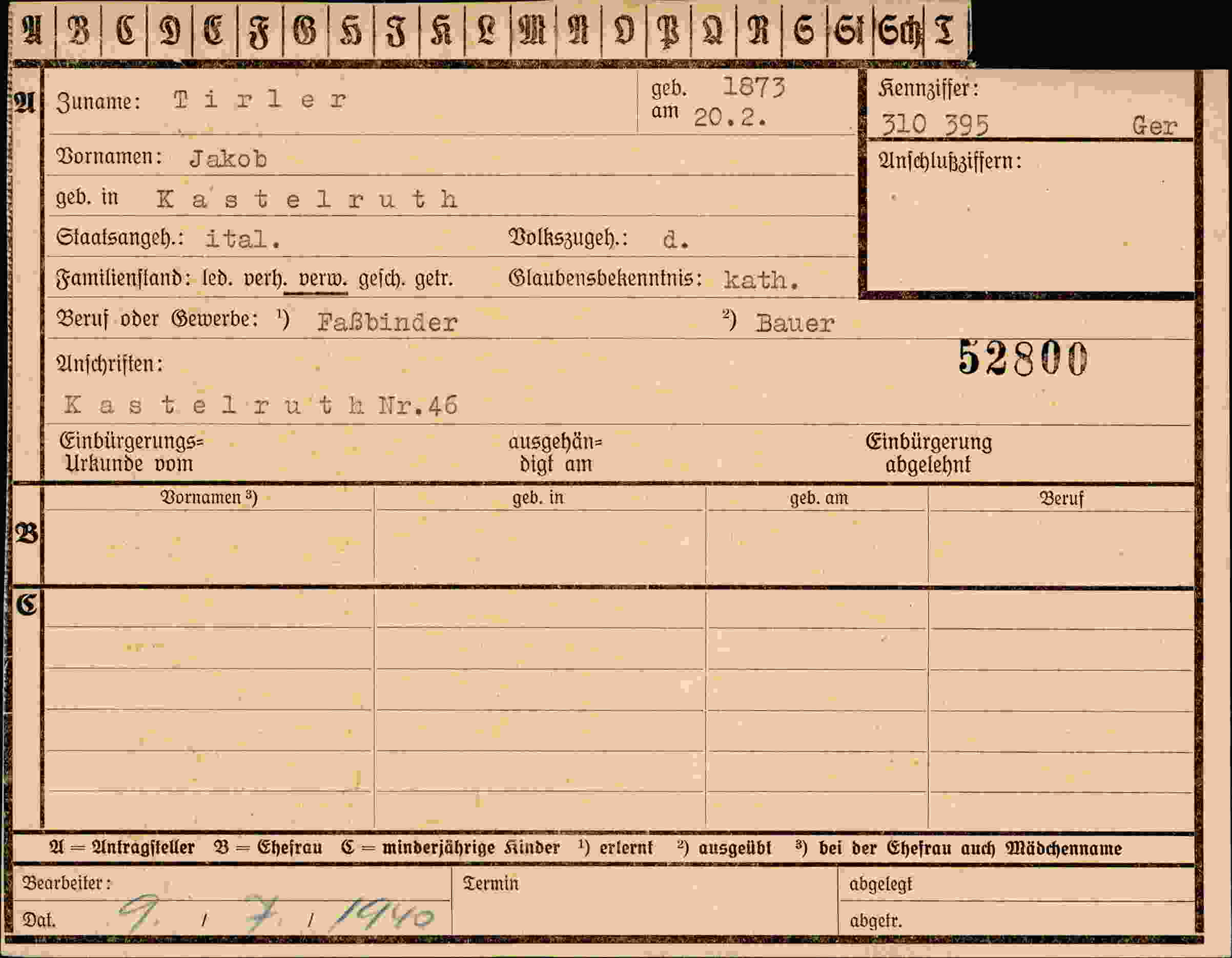 Vorderseite des Dokuments