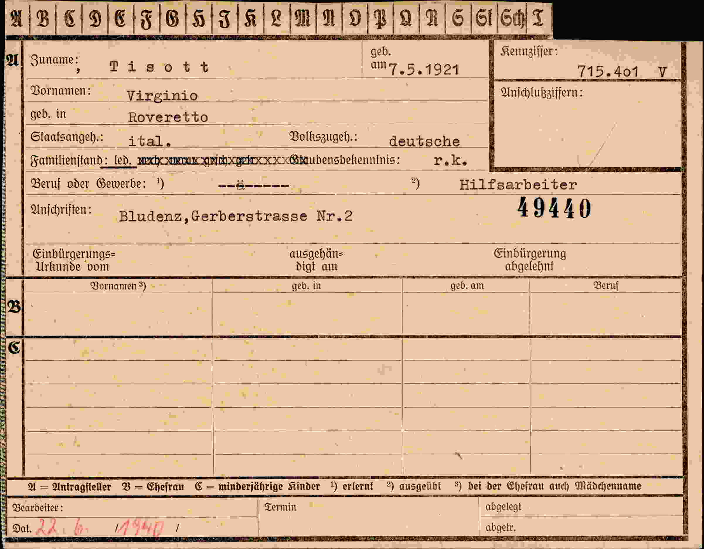 Vorderseite des Dokuments