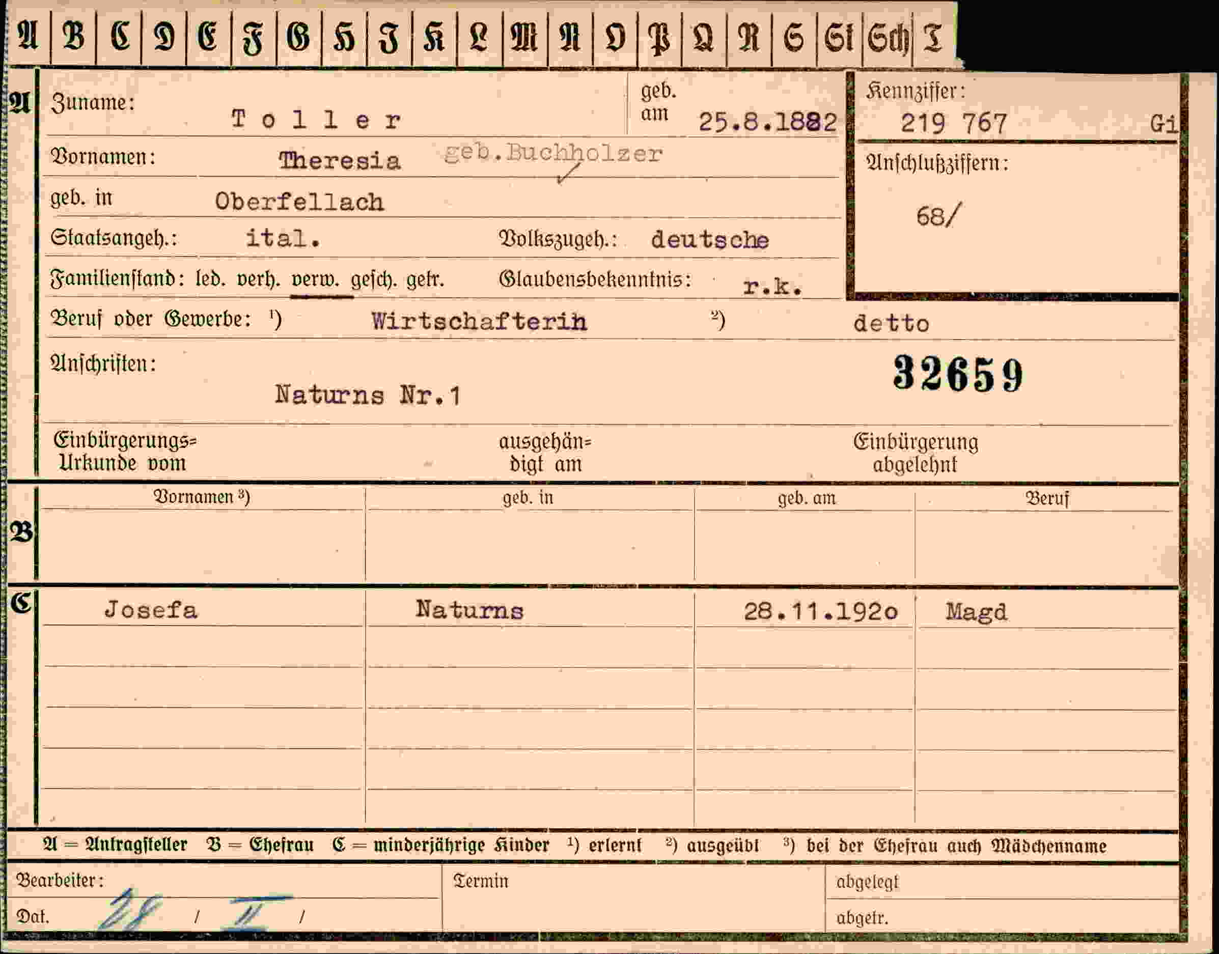 Vorderseite des Dokuments