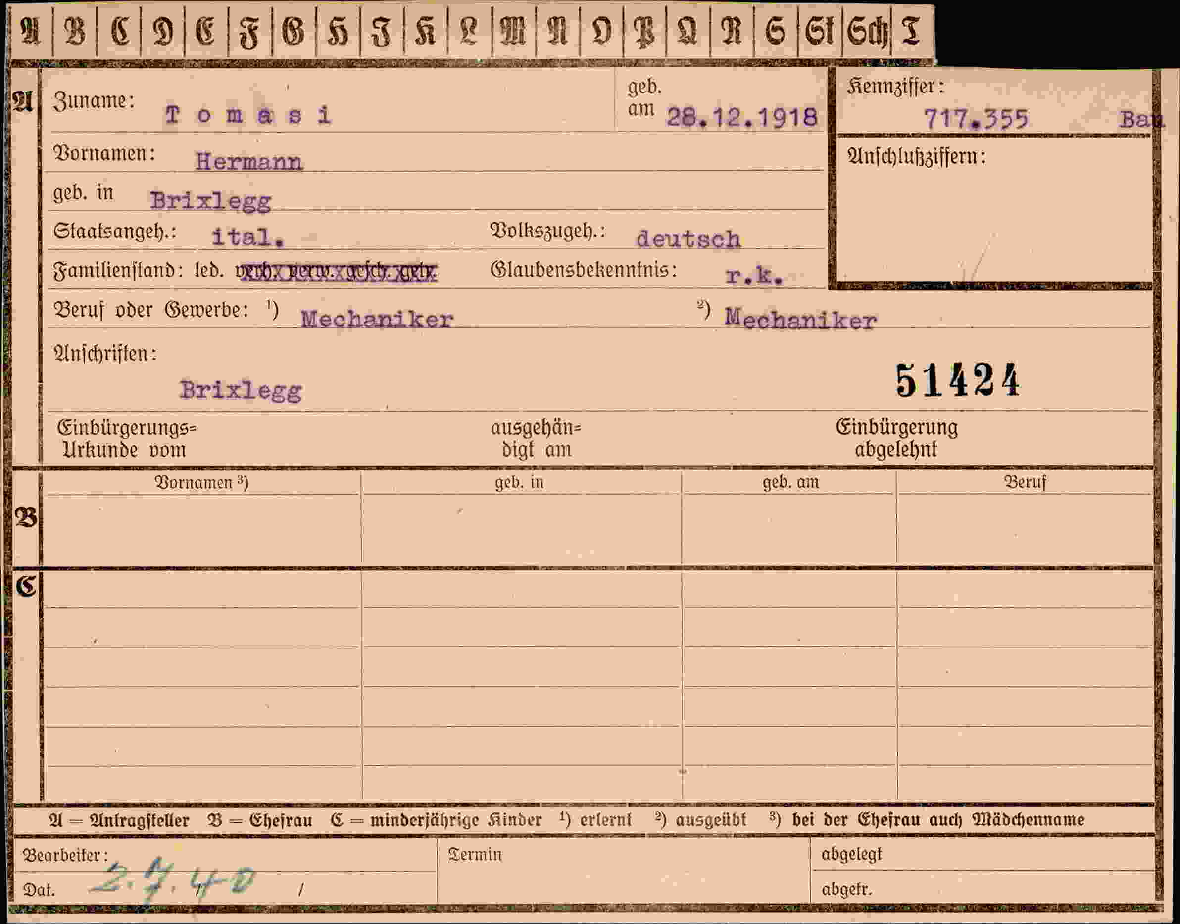 Vorderseite des Dokuments
