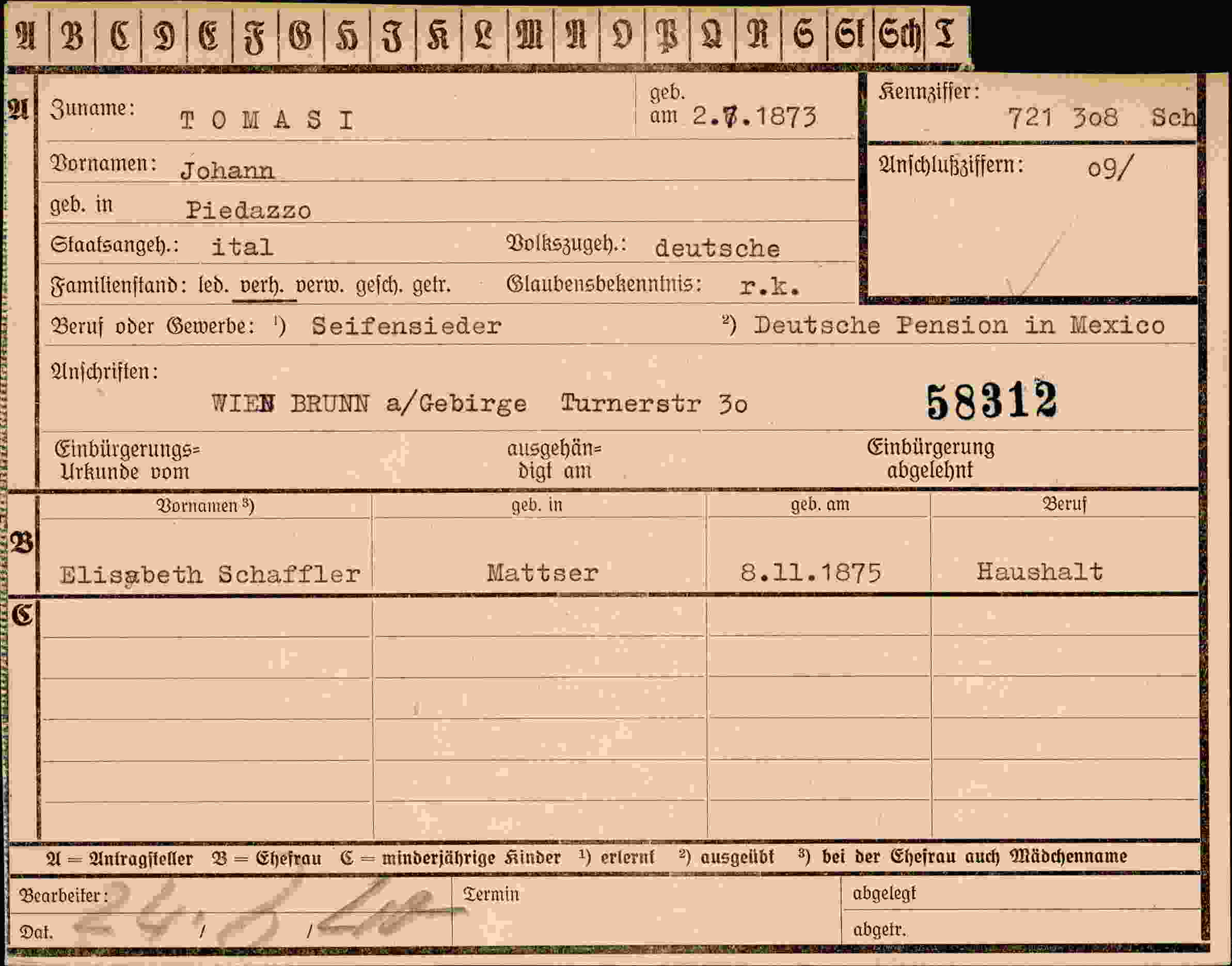 Vorderseite des Dokuments