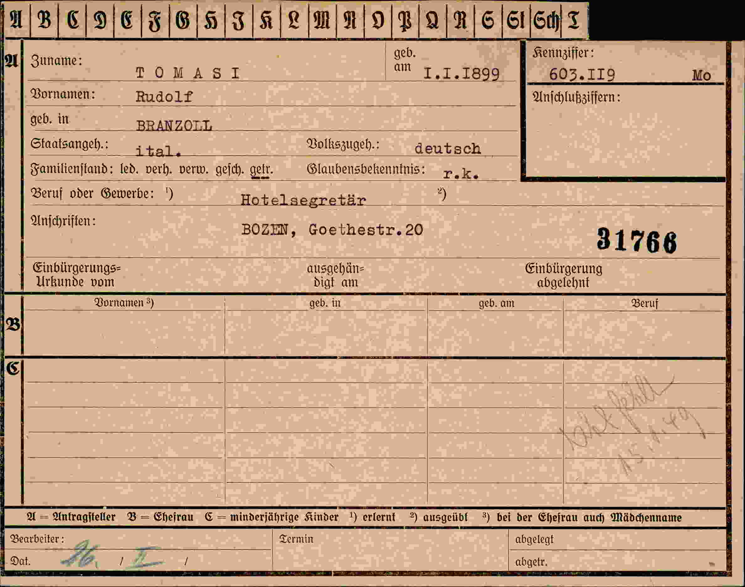Vorderseite des Dokuments