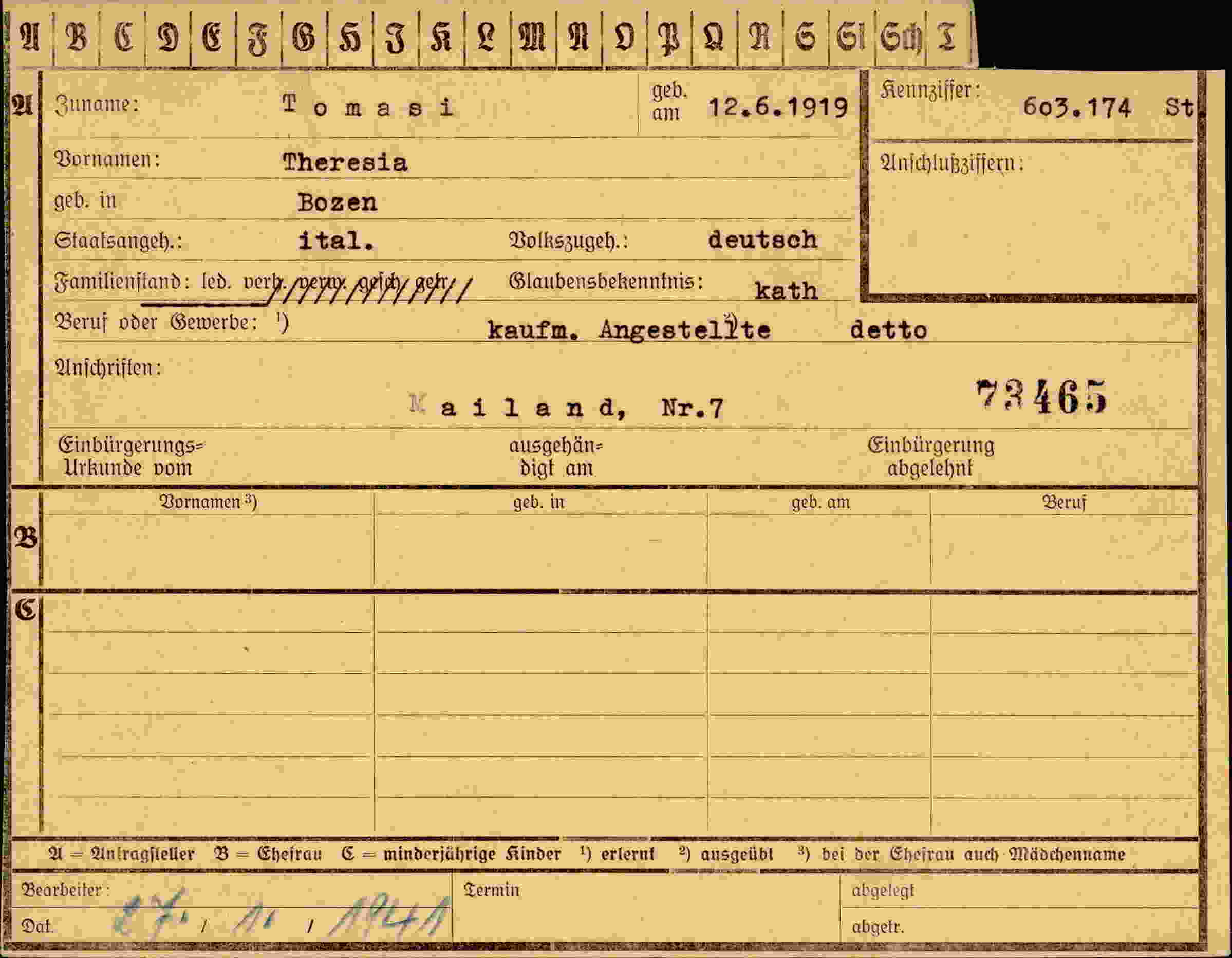 Dokument für Theresia Tomasi