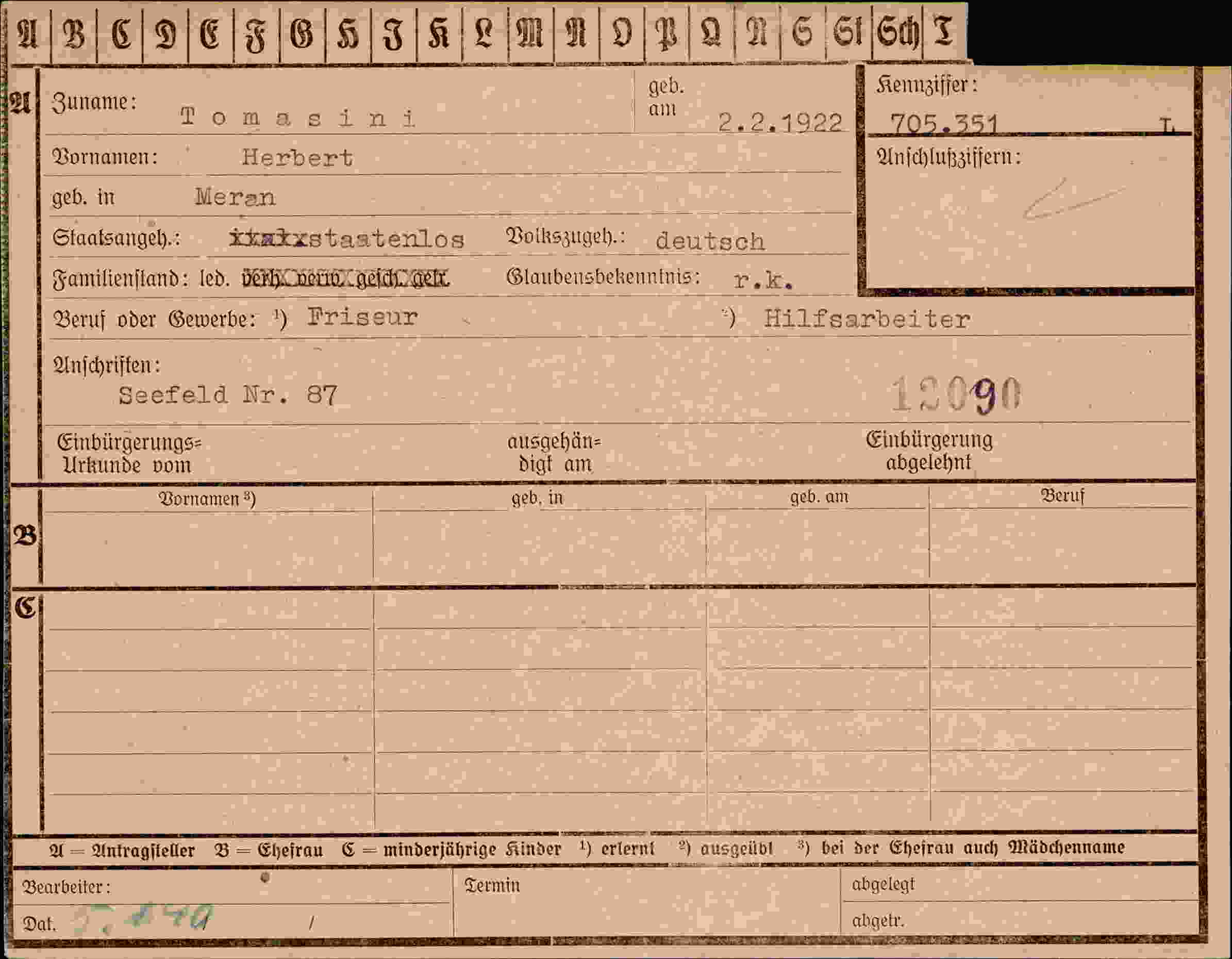 Dokument für Herbert Tomasini
