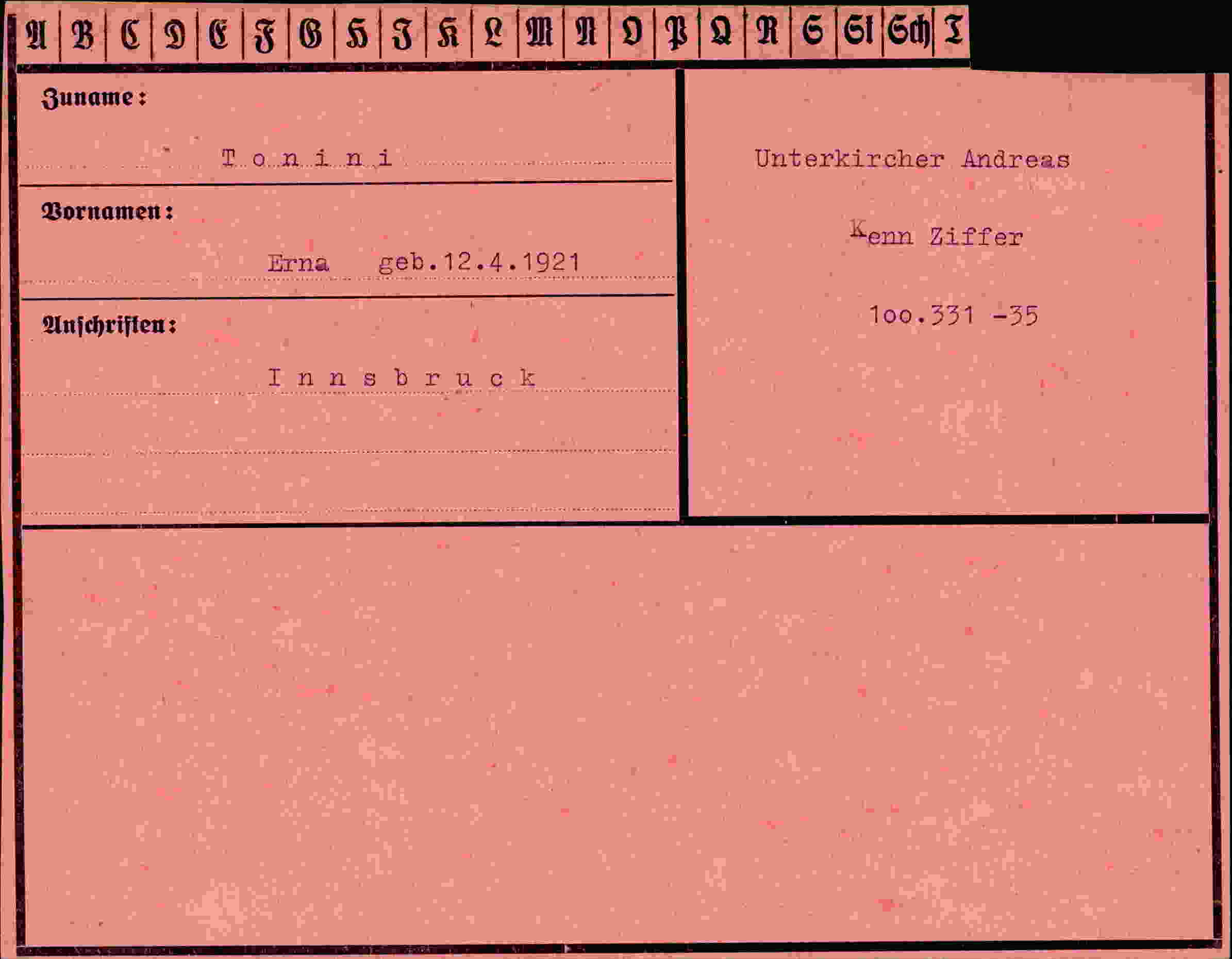 Vorderseite des Dokuments