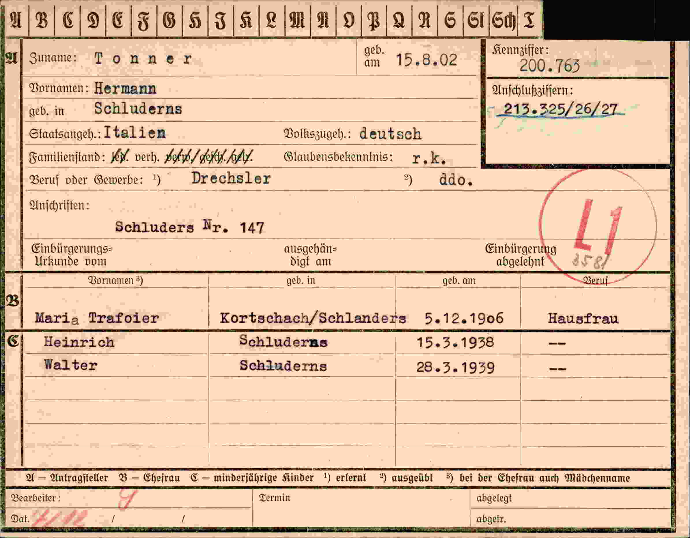 Vorderseite des Dokuments