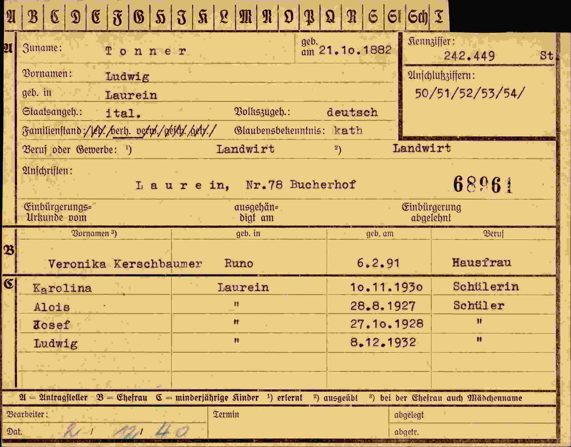 Vorderseite des Dokuments