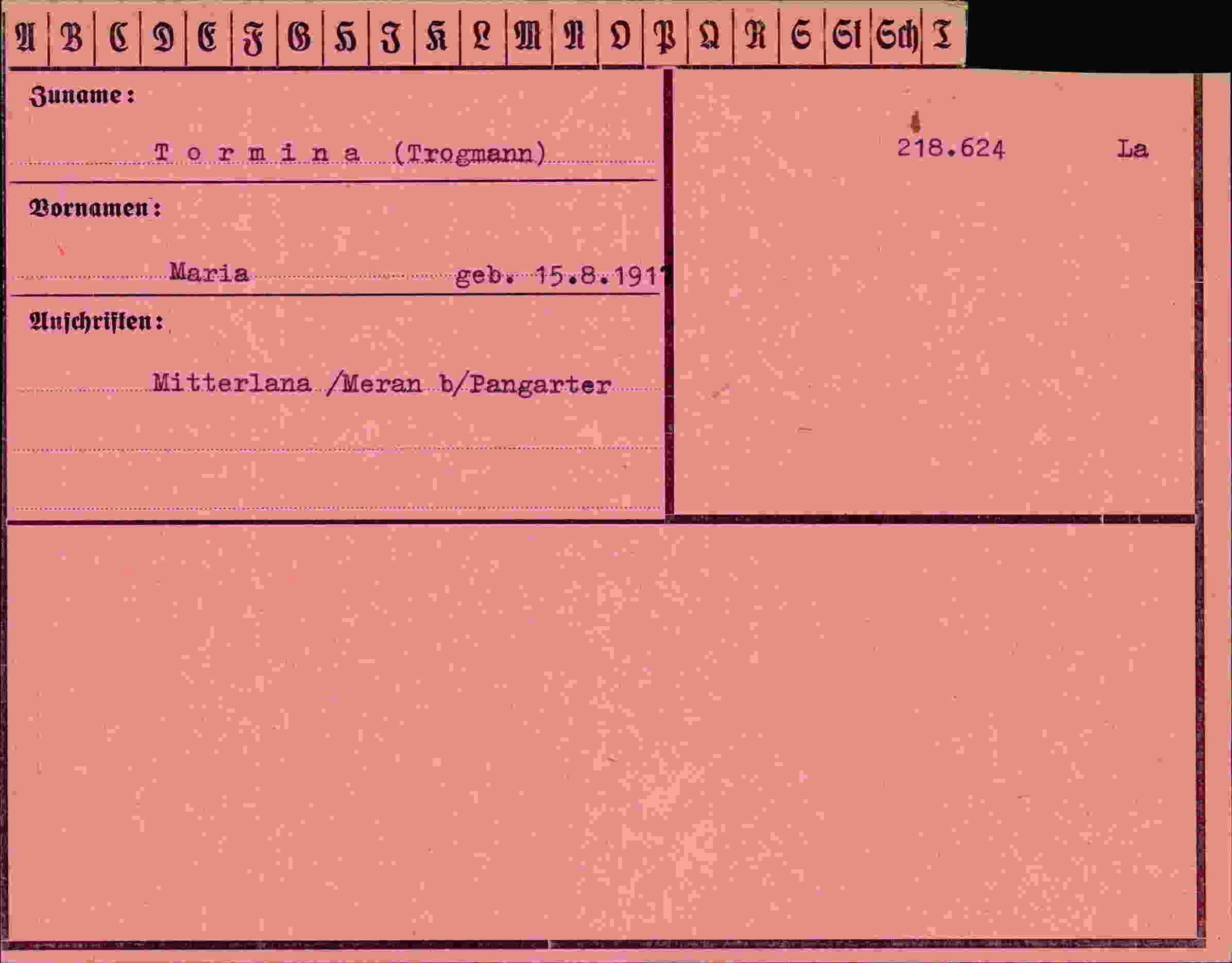 Vorderseite des Dokuments