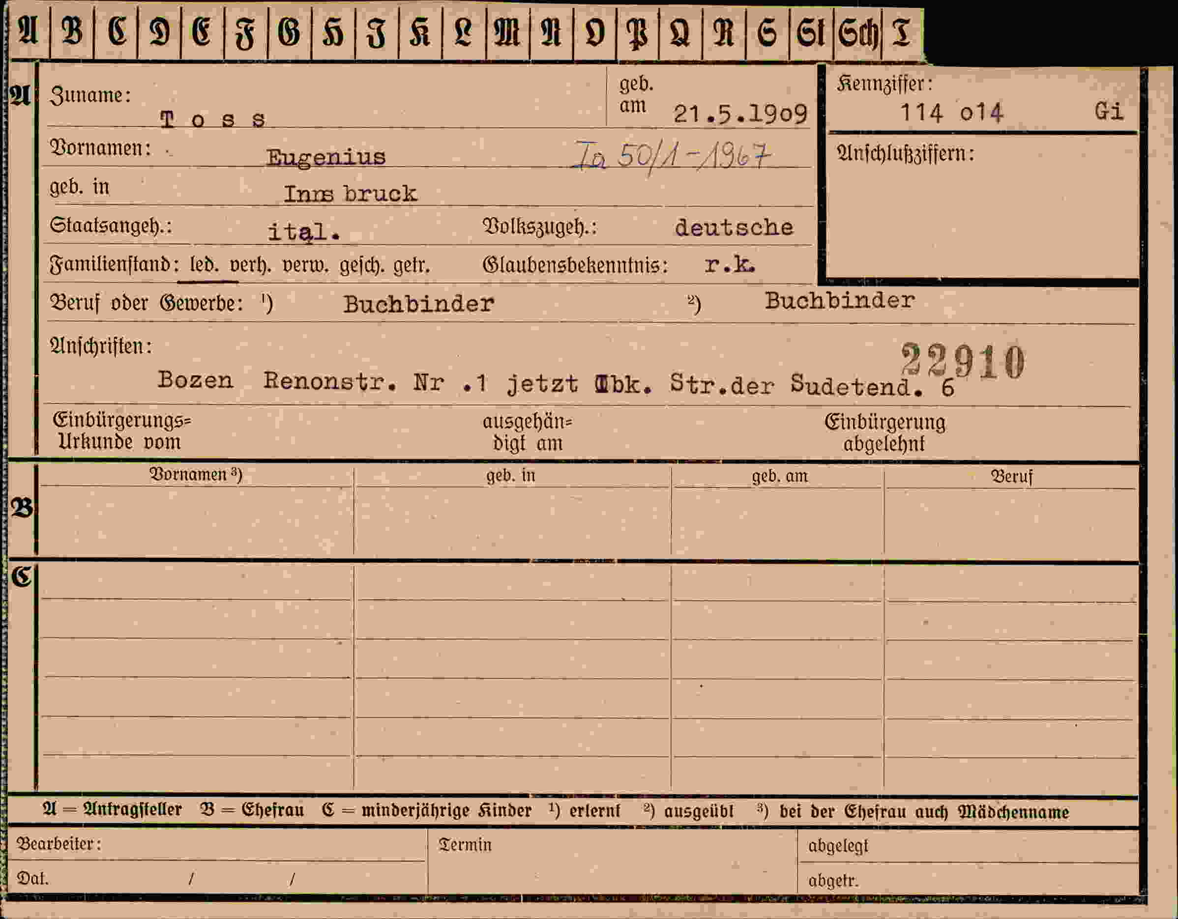 Vorderseite des Dokuments
