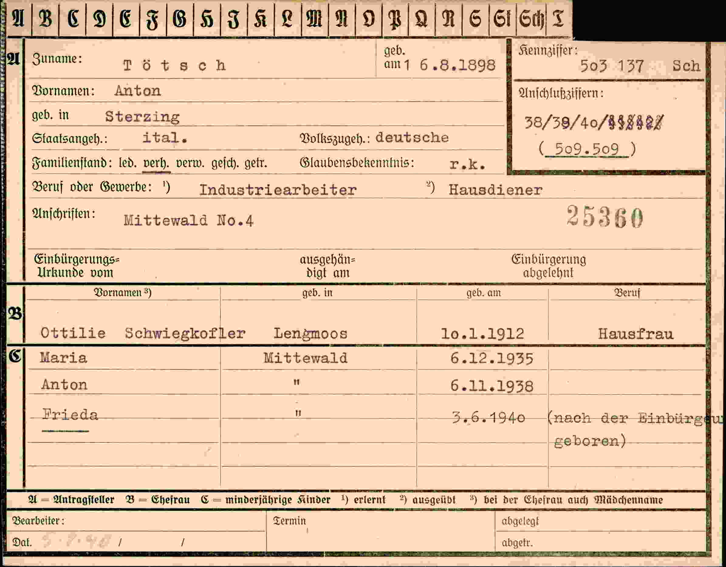 Vorderseite des Dokuments