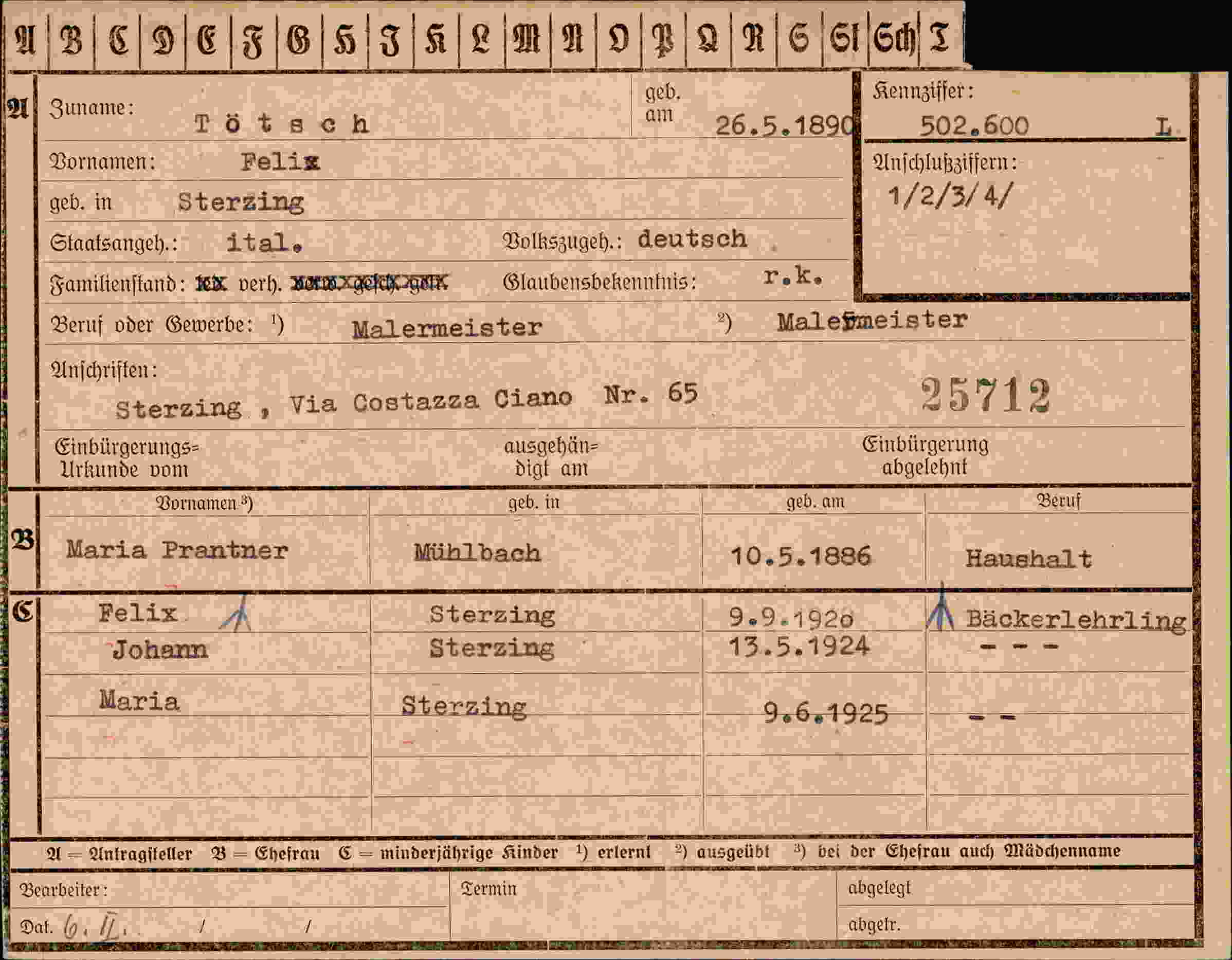 Vorderseite des Dokuments