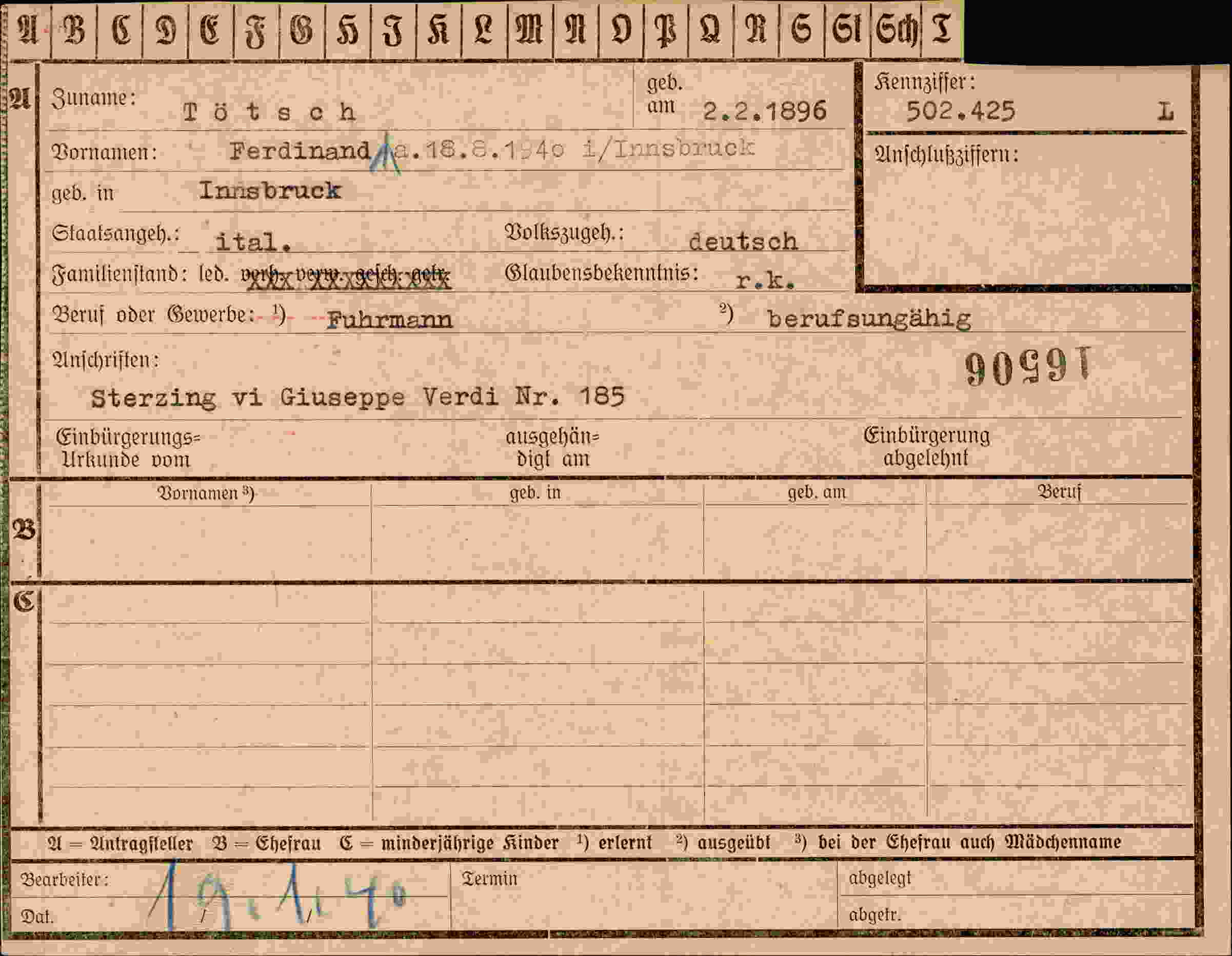 Dokument für Ferdinand Tötsch