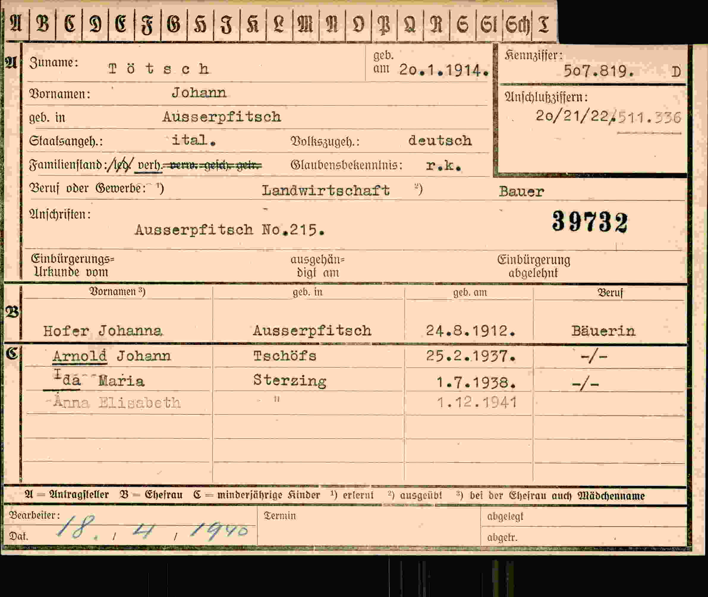 Dokument für Johann Tötsch