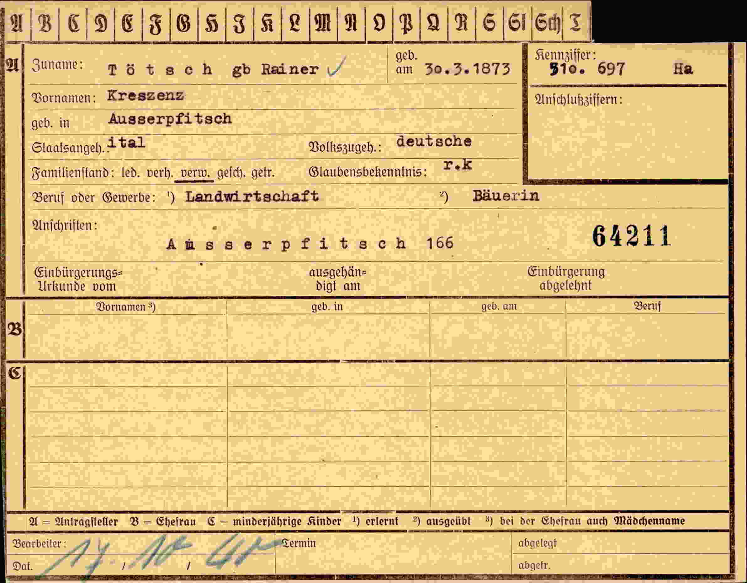Vorderseite des Dokuments