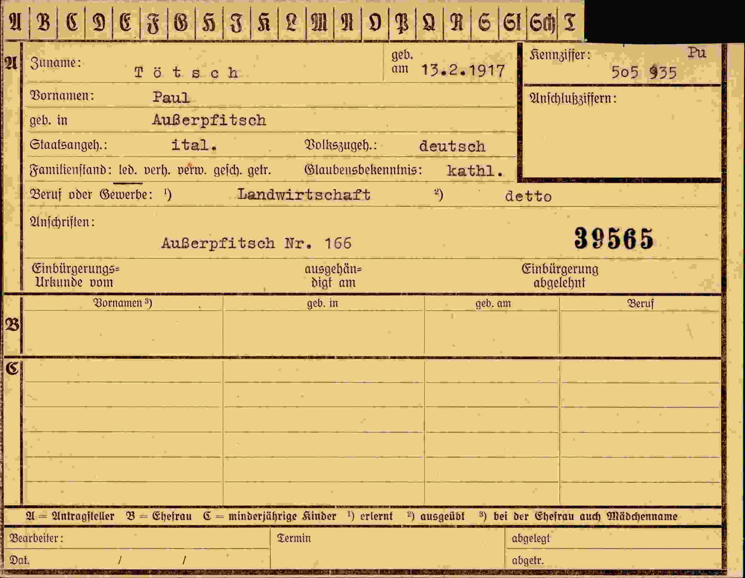 Vorderseite des Dokuments