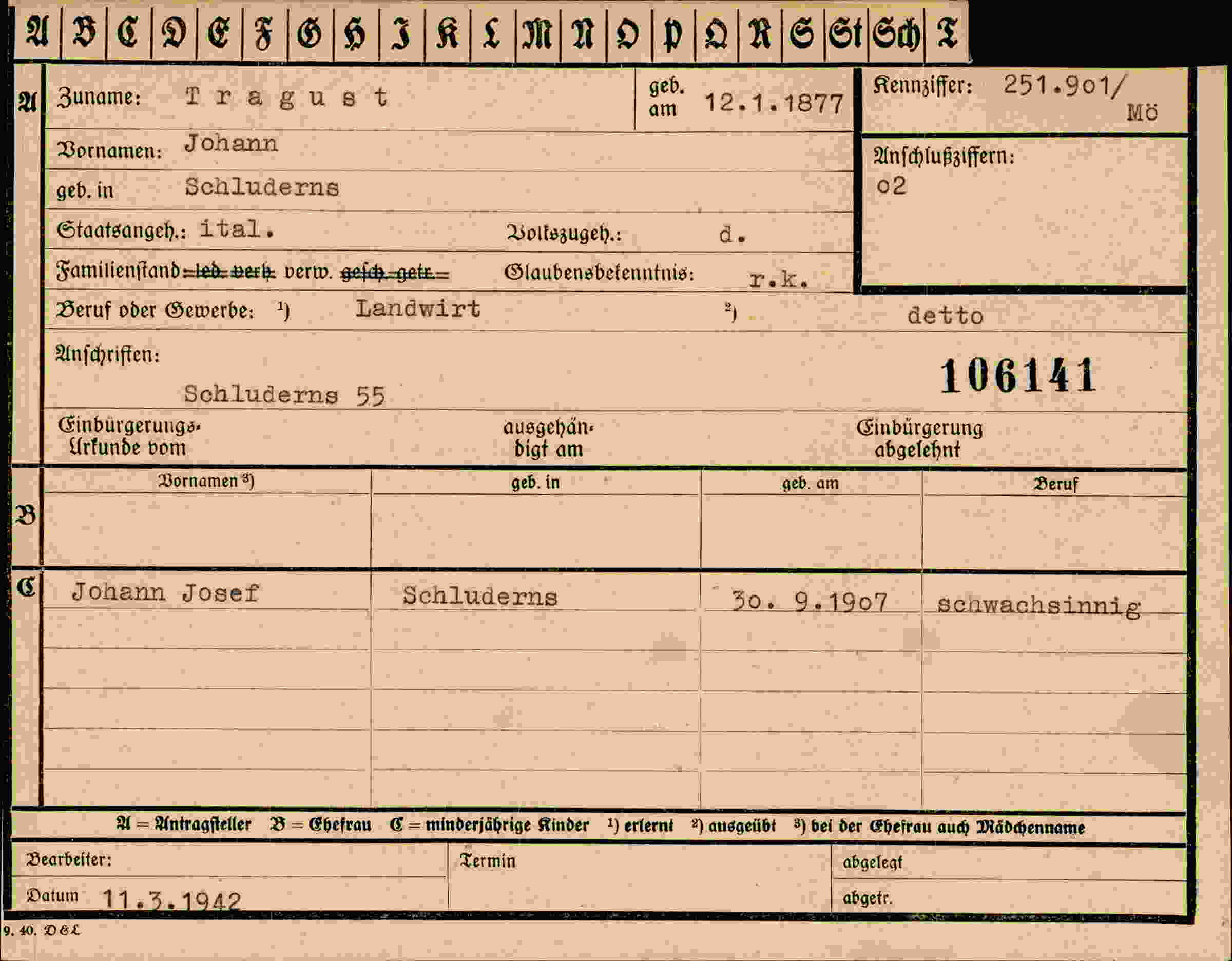 Vorderseite des Dokuments