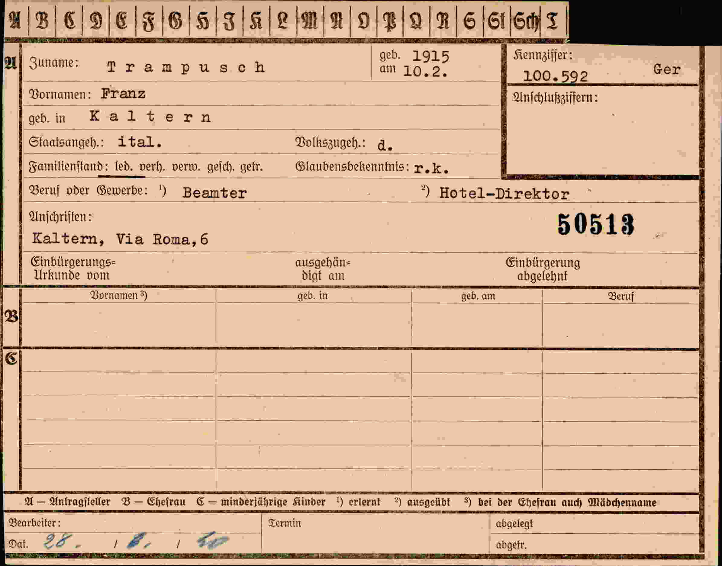 Dokument für Franz Trampusch