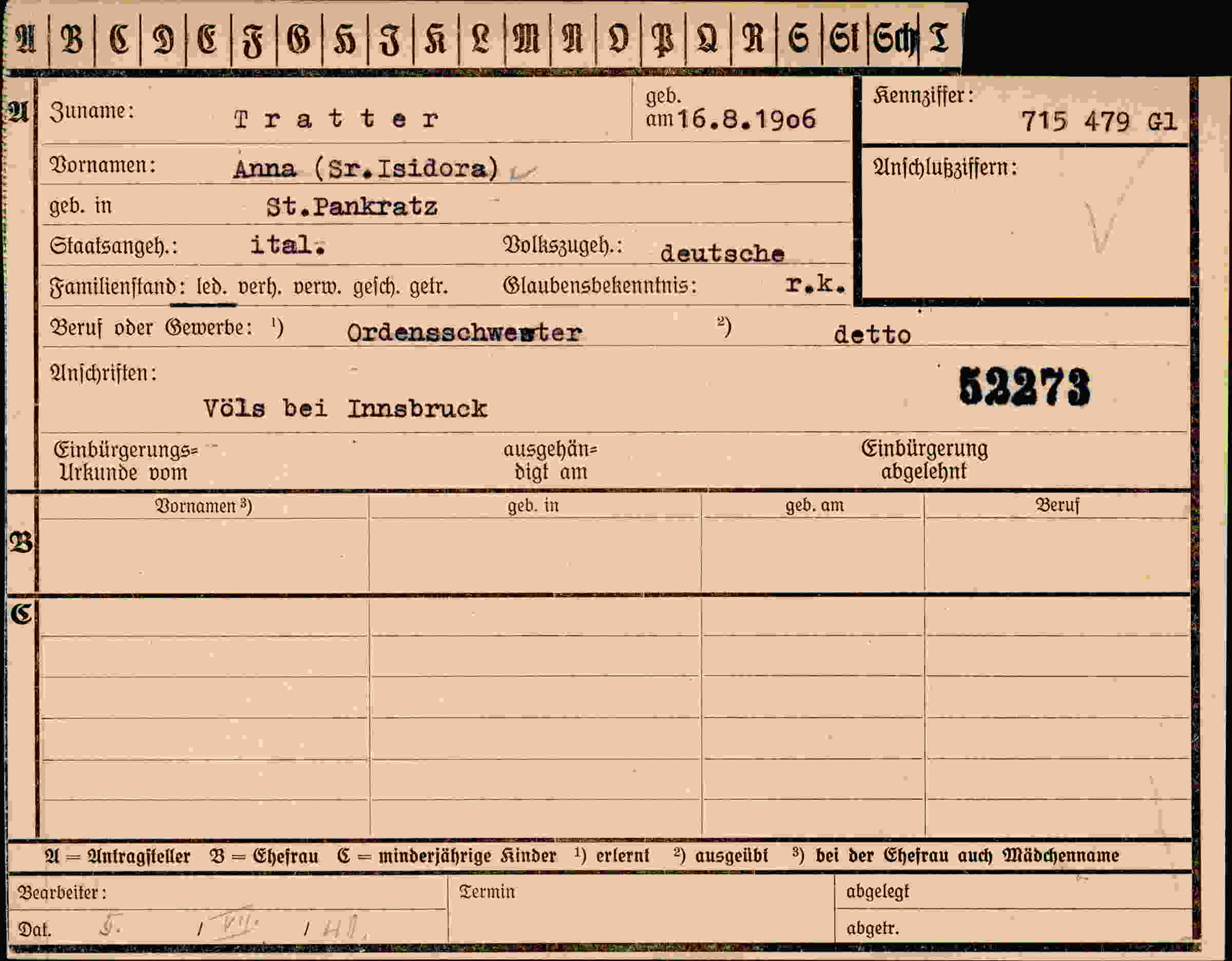 Vorderseite des Dokuments