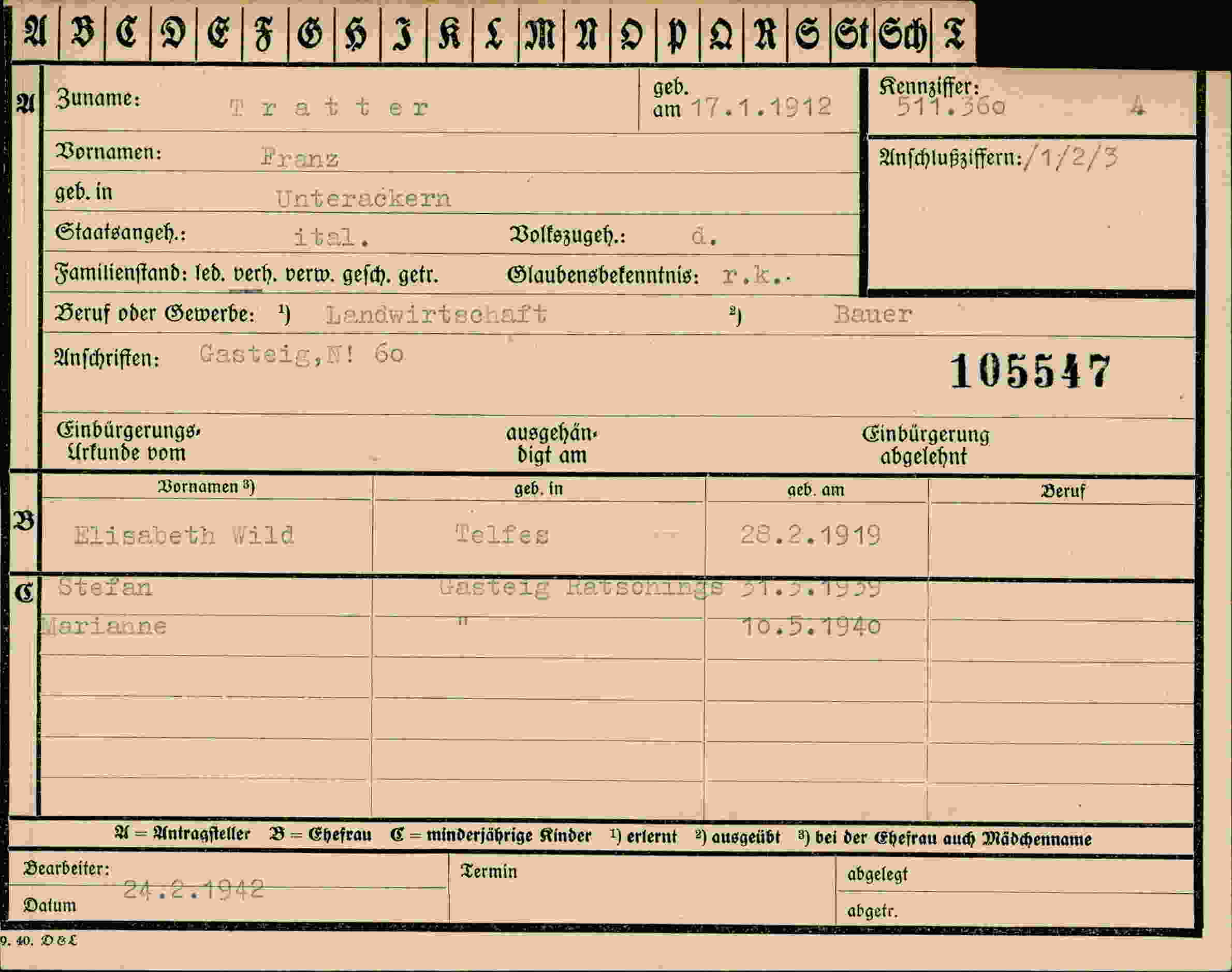 Vorderseite des Dokuments
