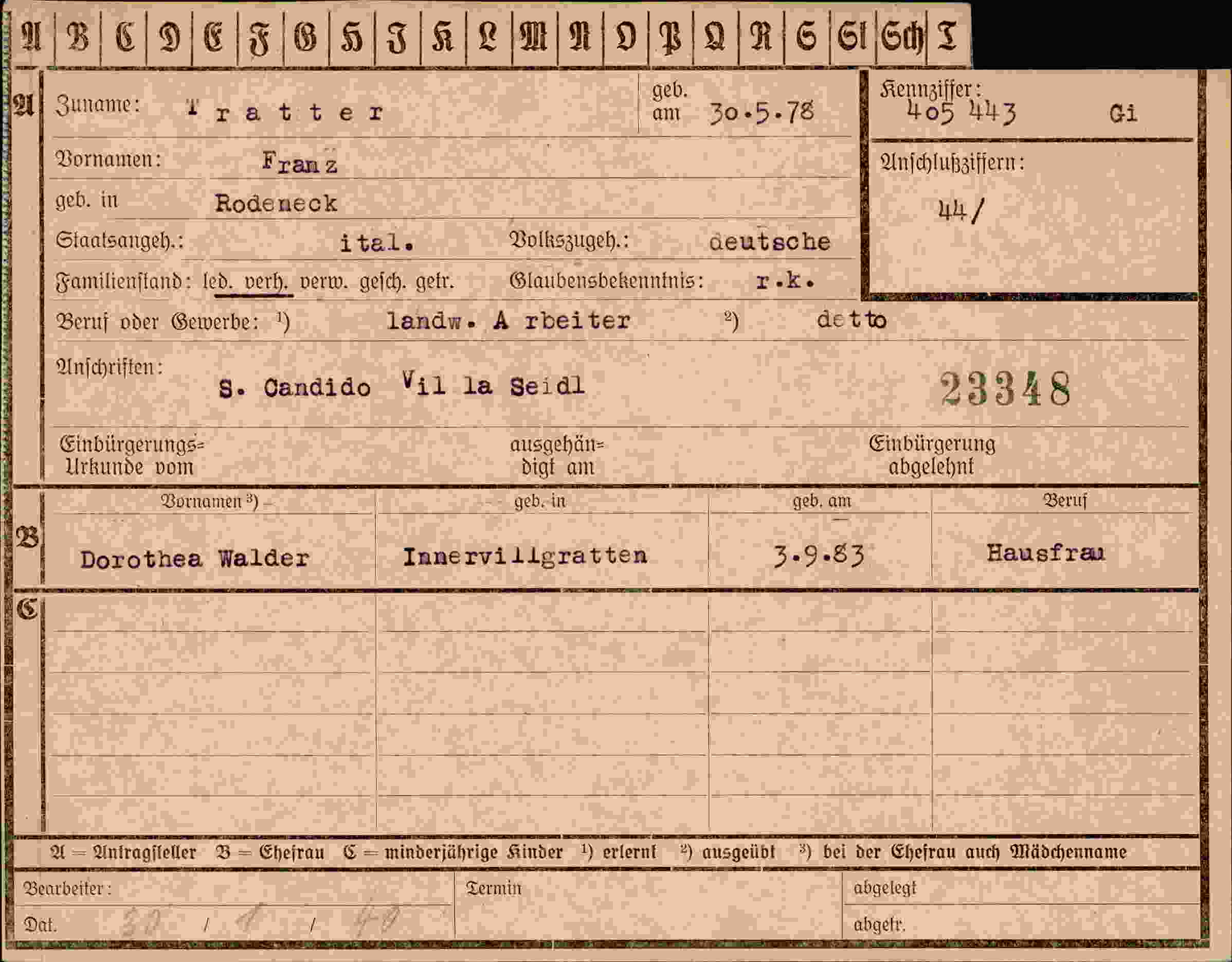 Dokument für Franz Tratter
