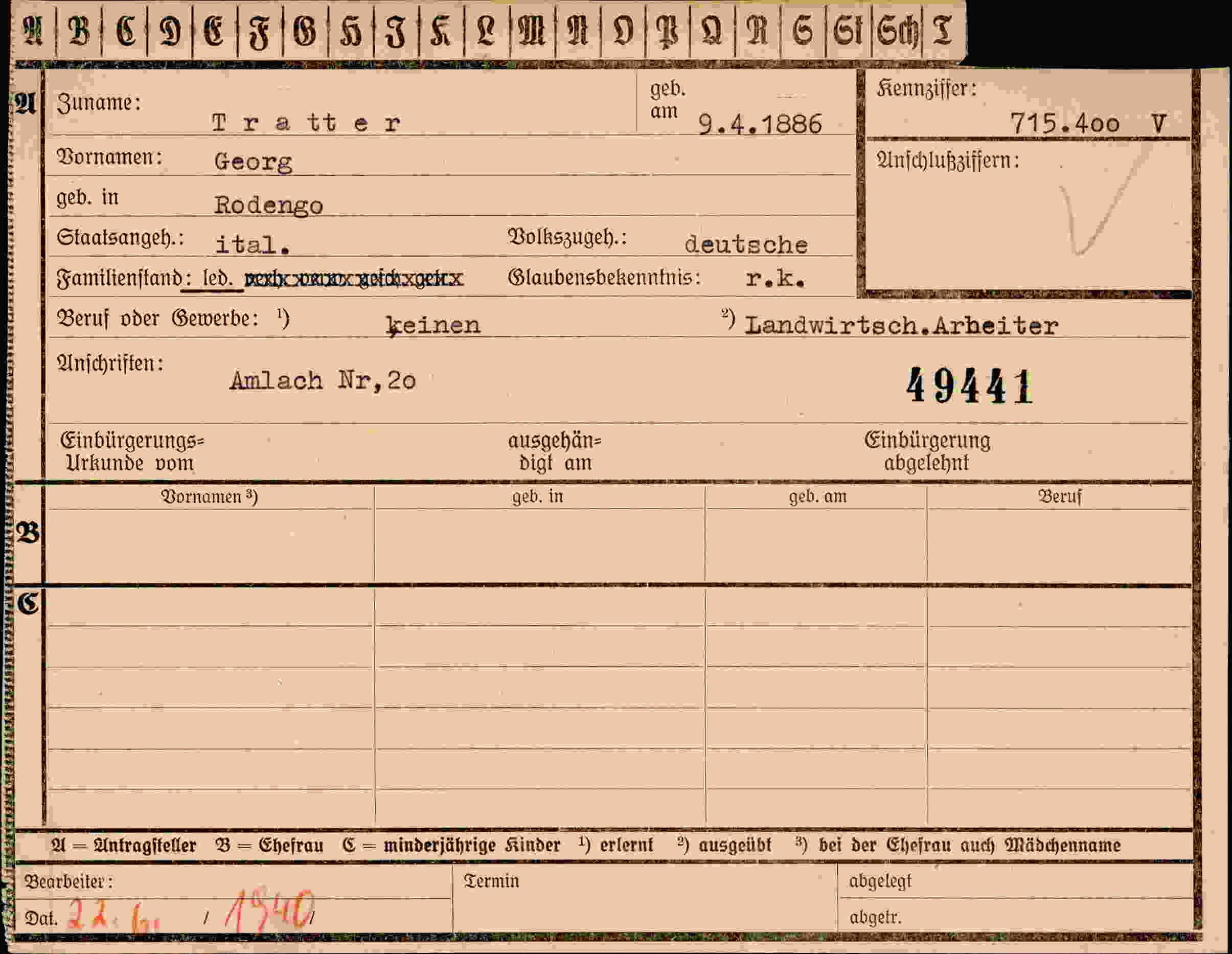 Dokument für Georg Tratter