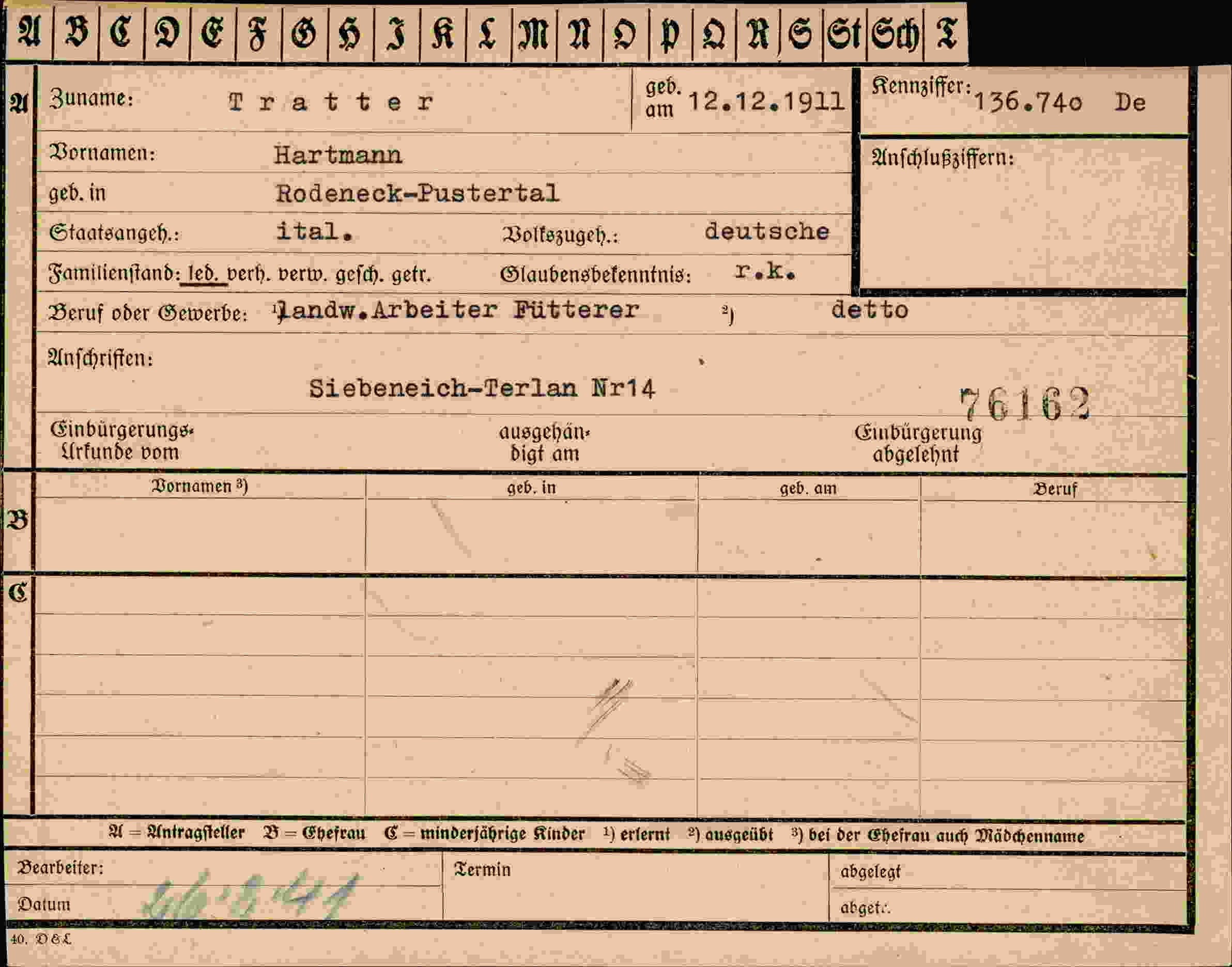 Vorderseite des Dokuments
