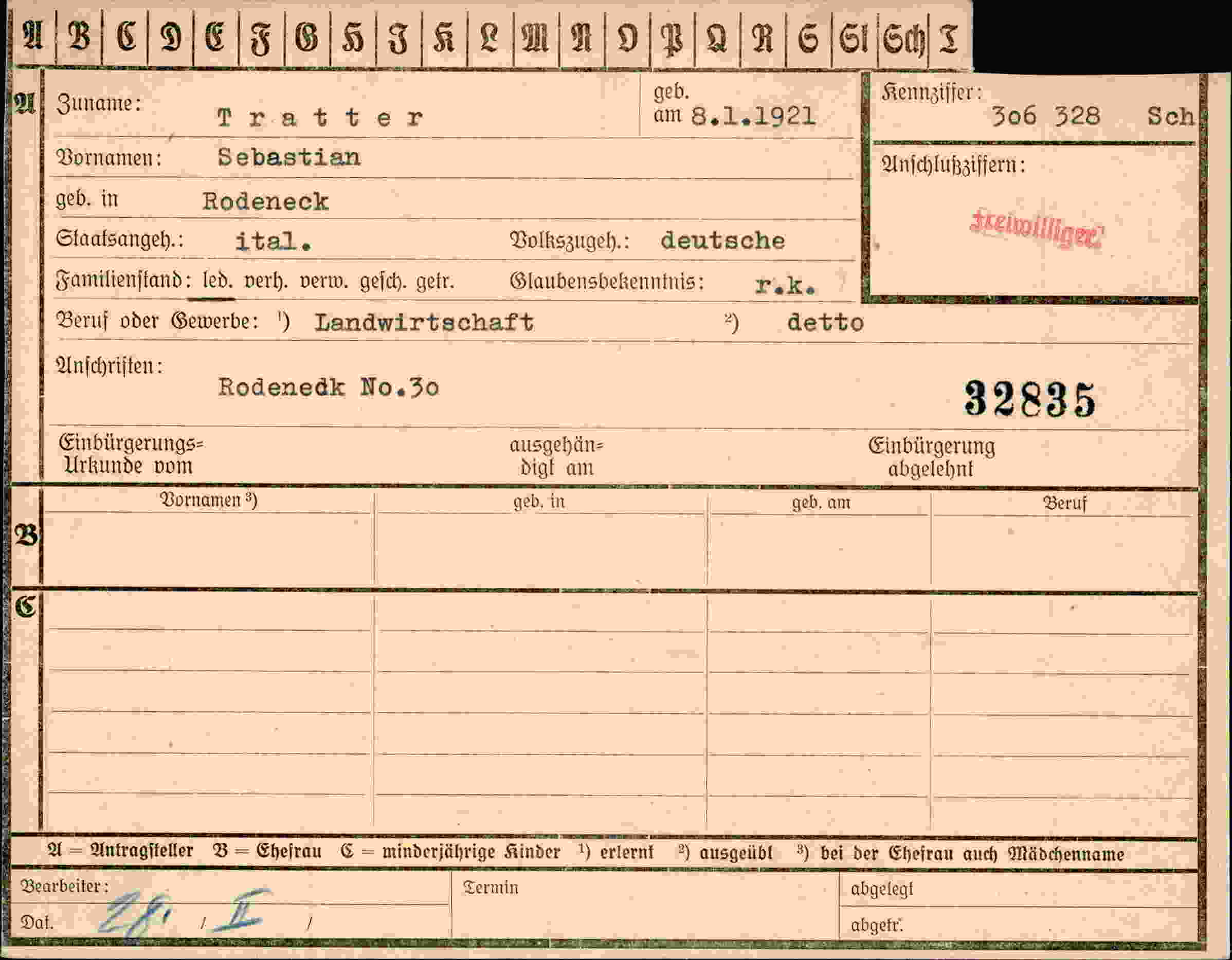 Vorderseite des Dokuments