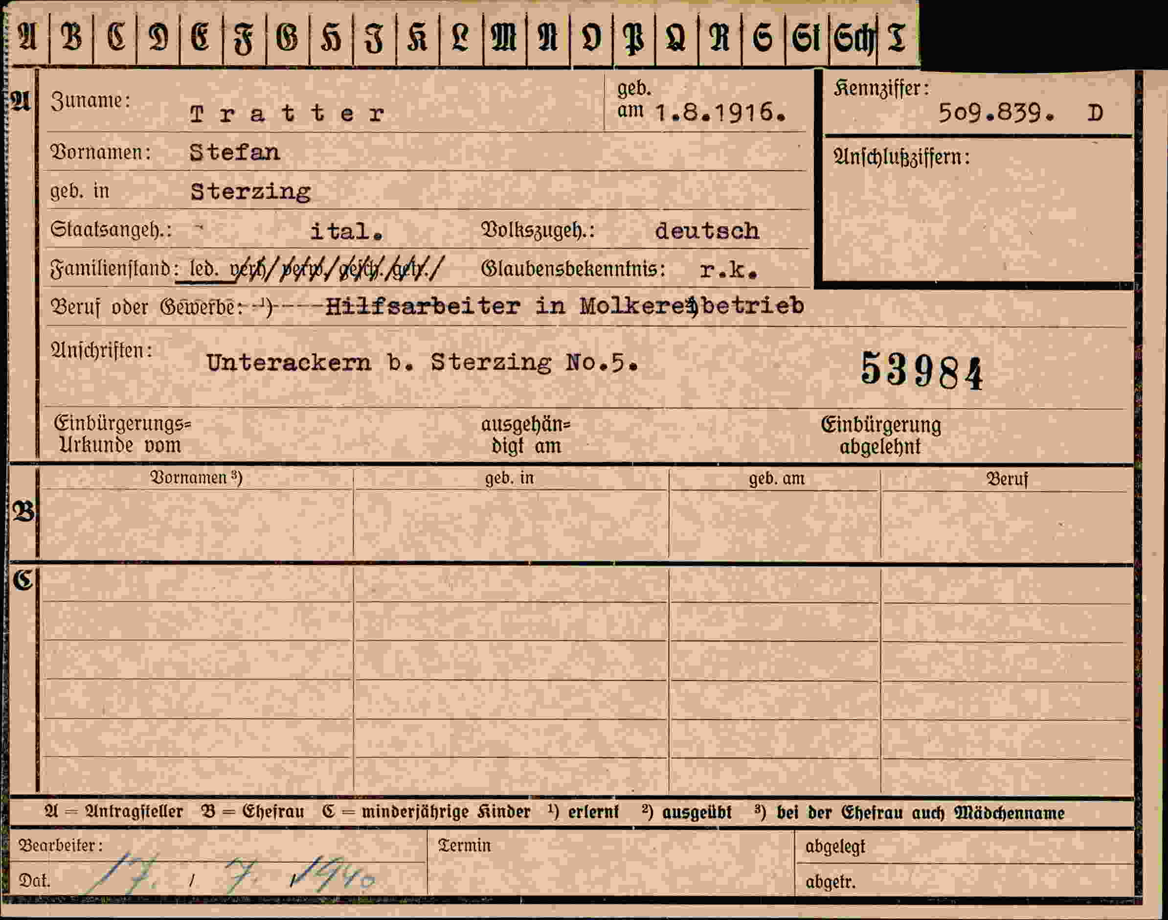 Vorderseite des Dokuments