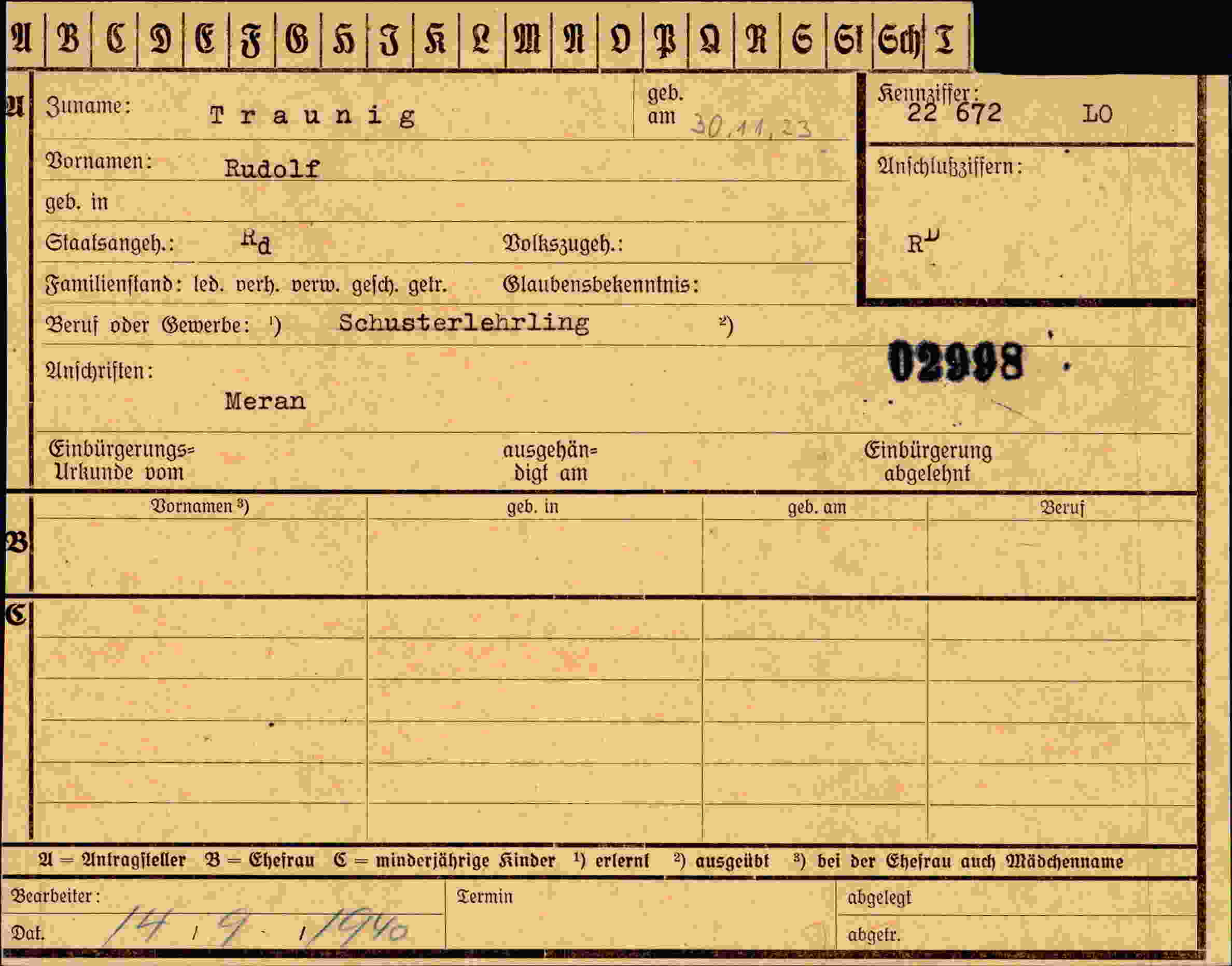 Dokument für Rudolf Traunig