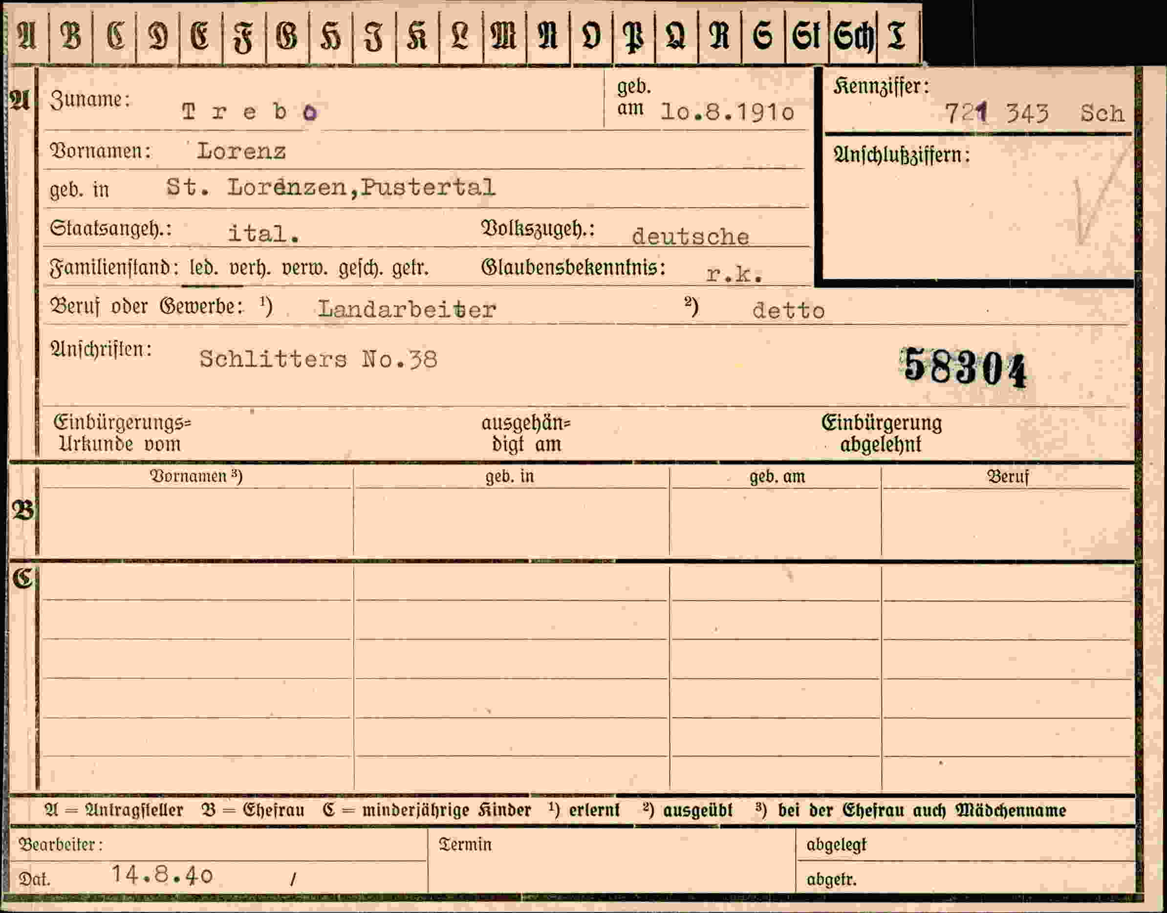 Dokument für Lorenz Trebo