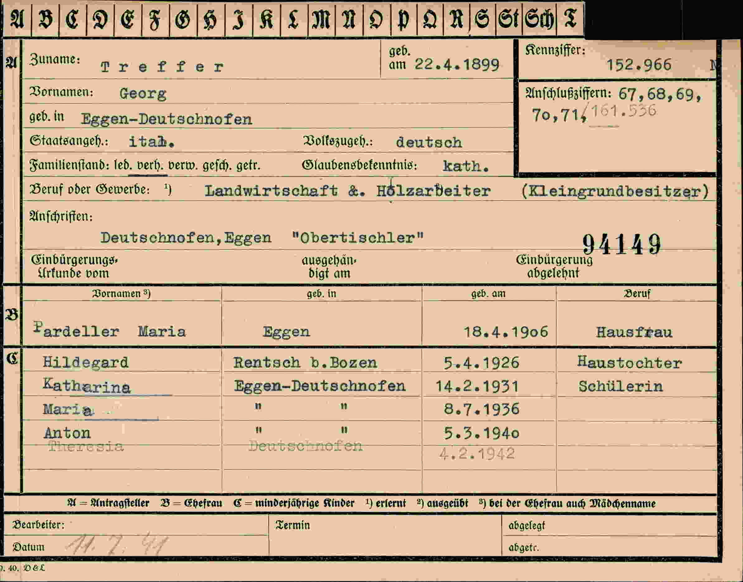 Dokument für Georg Treffer