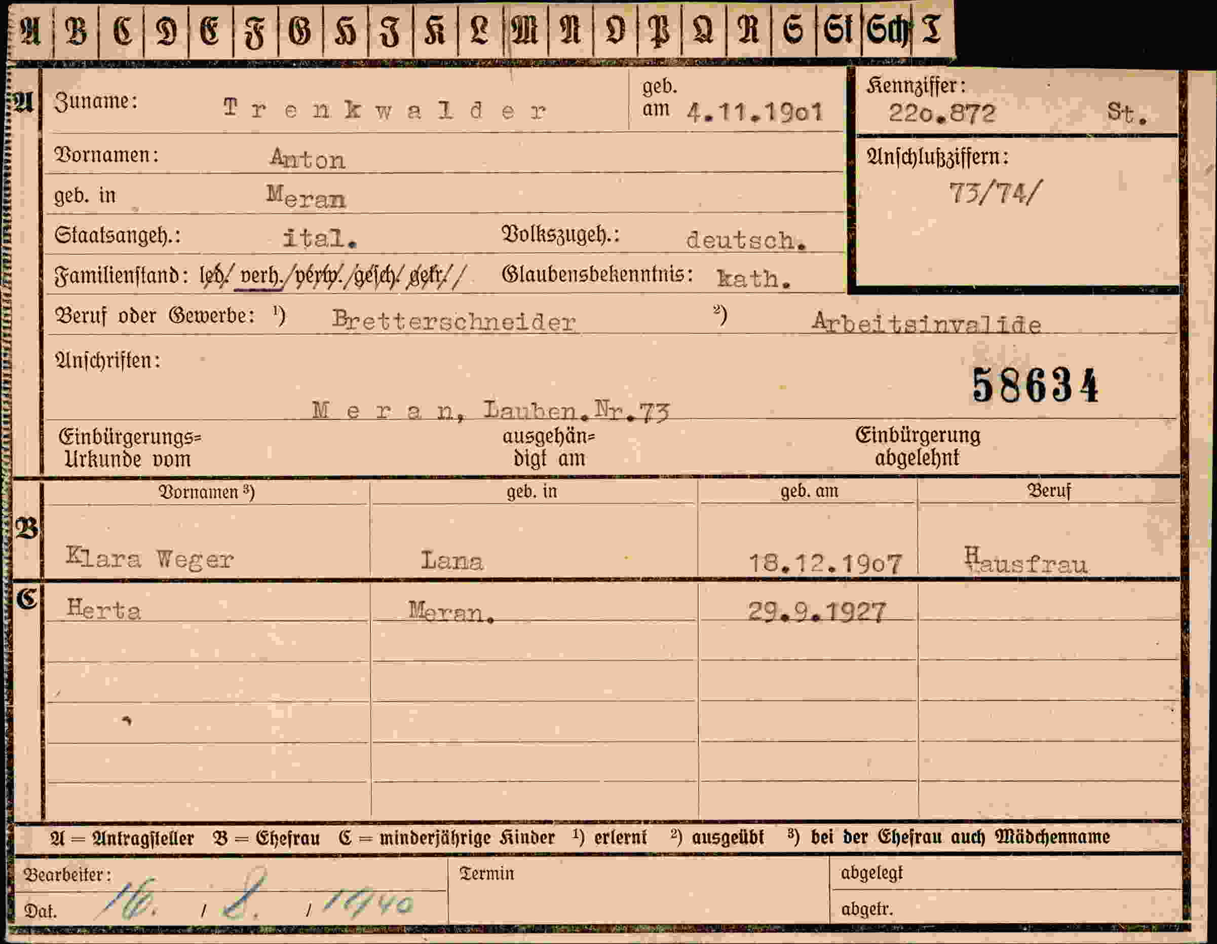 Dokument für Anton Trenkwalder