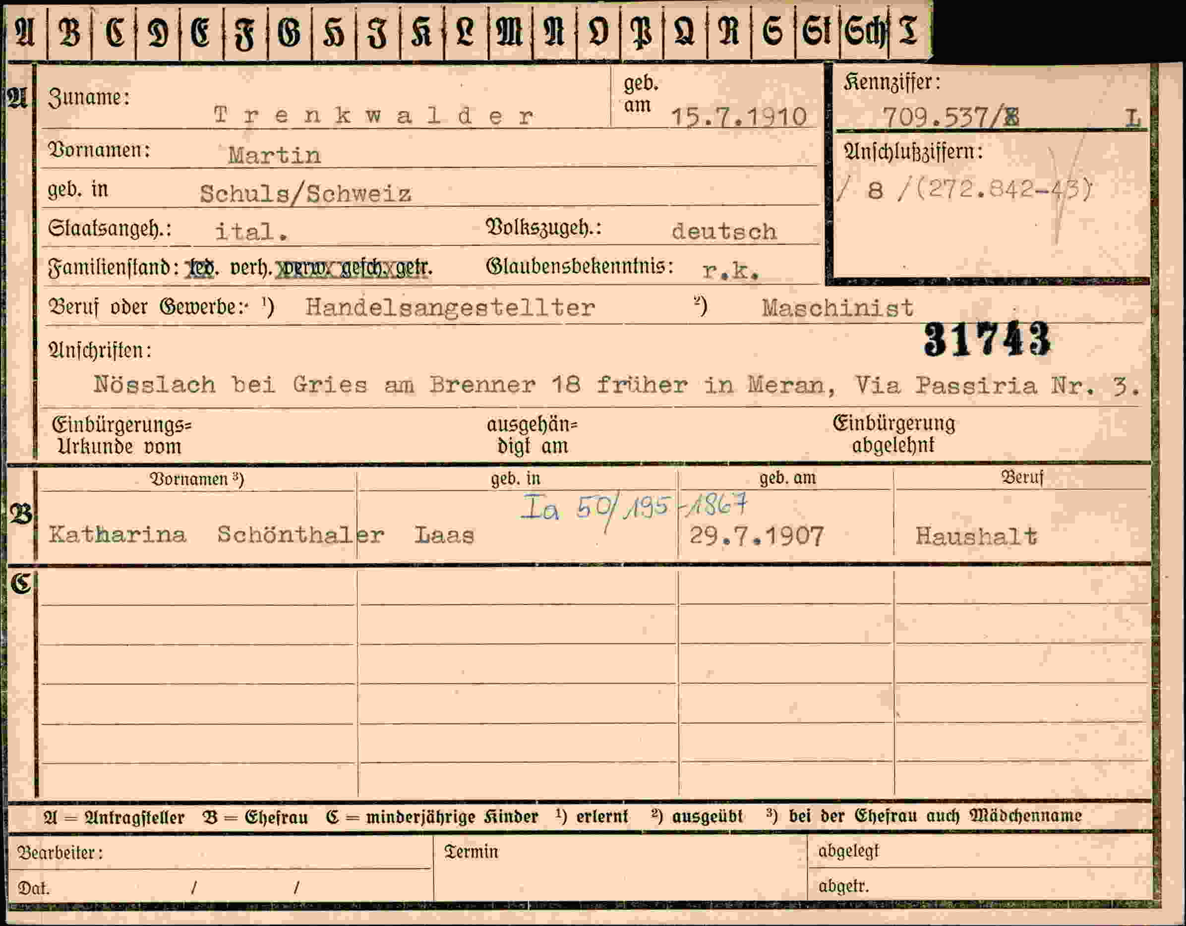 Dokument für Martin Trenkwalden