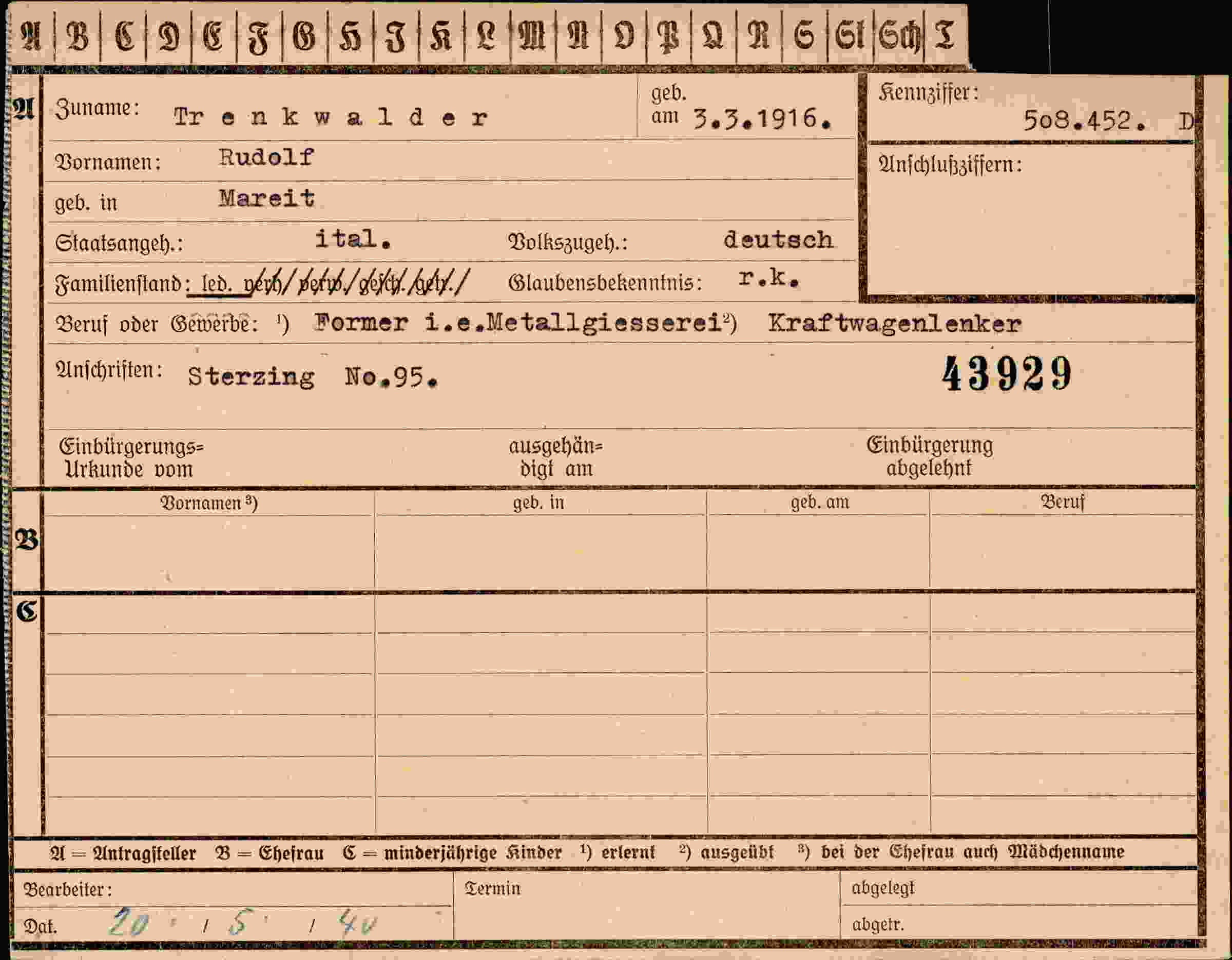 Dokument für Rudolf Trenkwalder
