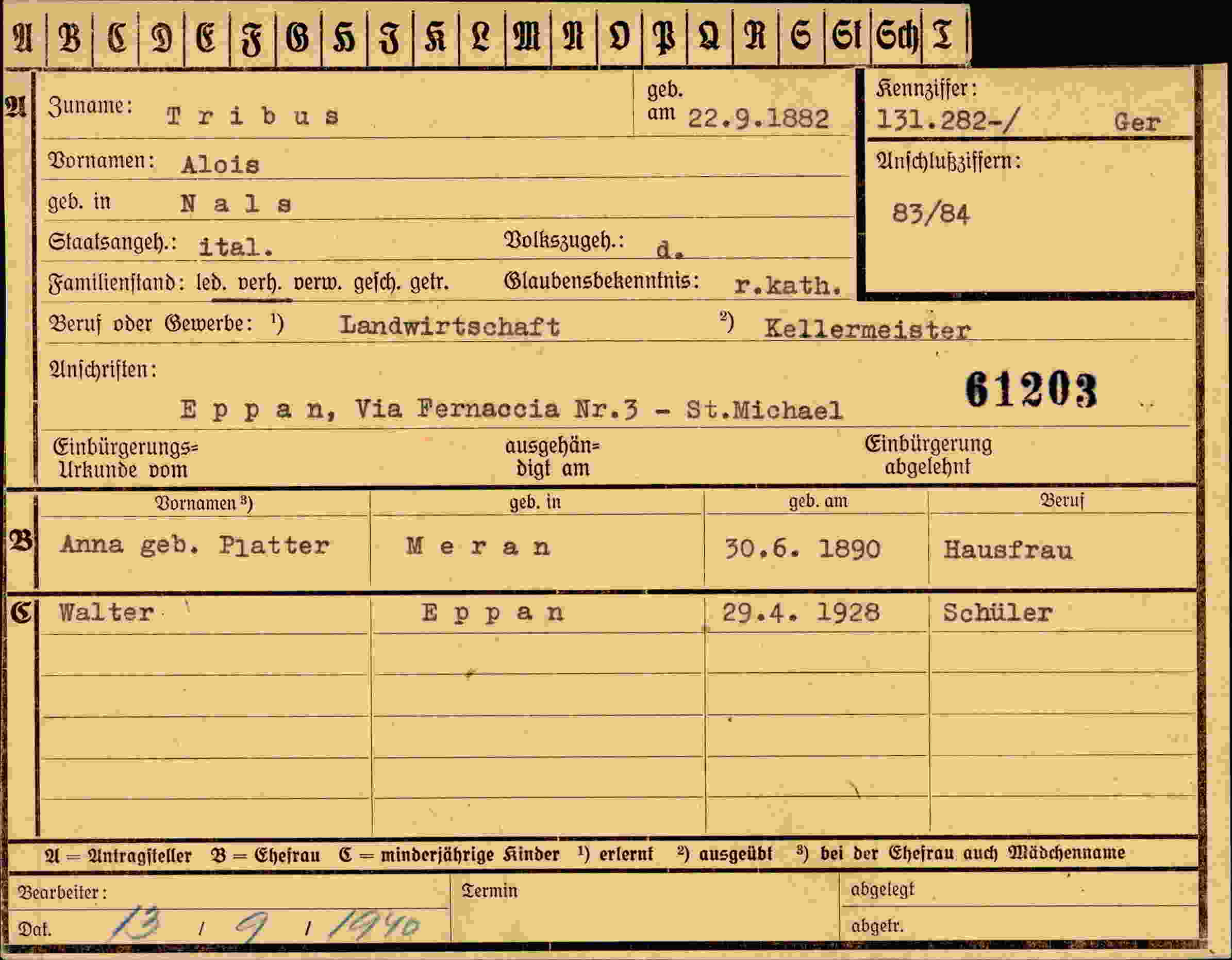 Vorderseite des Dokuments