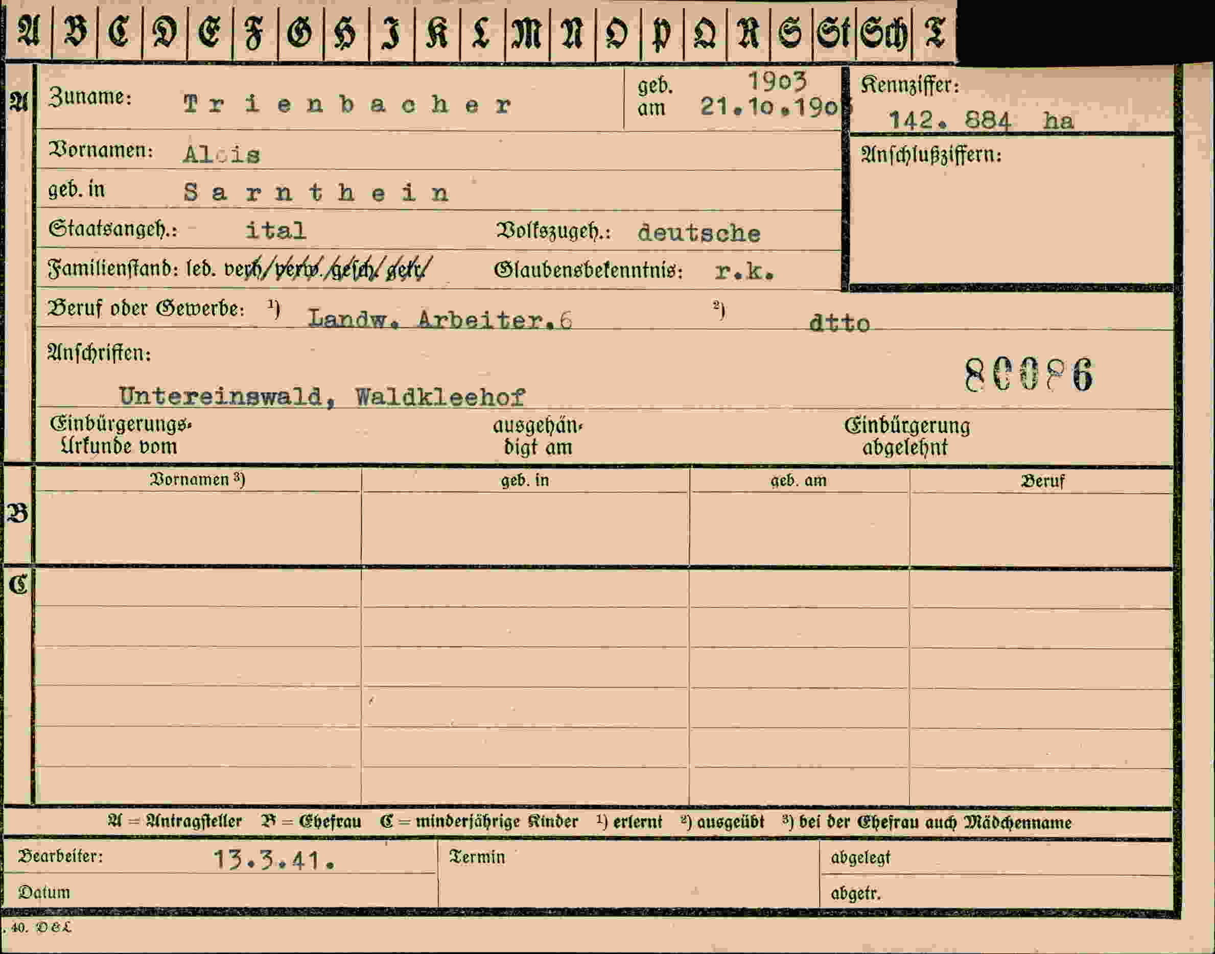 Vorderseite des Dokuments