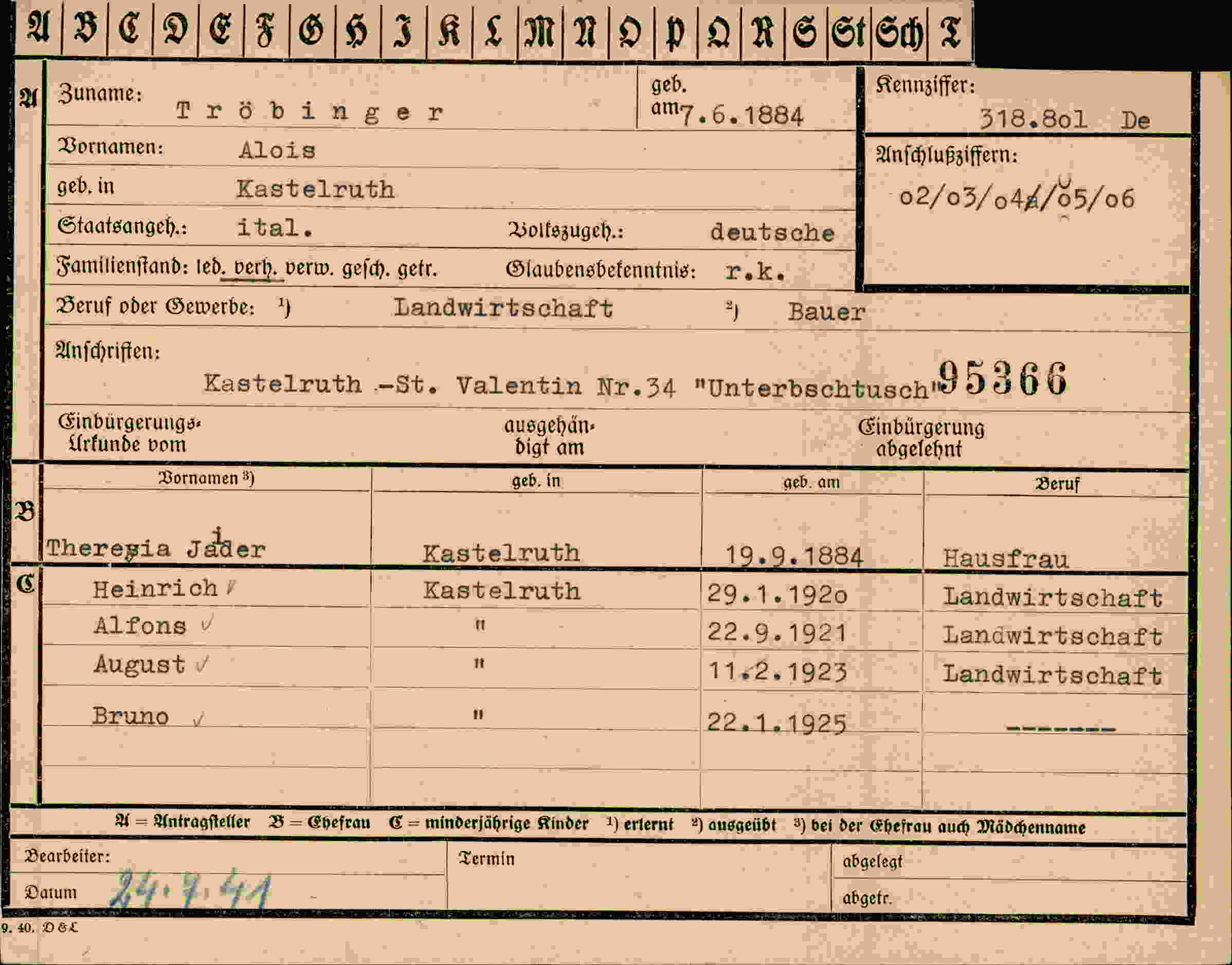 Vorderseite des Dokuments